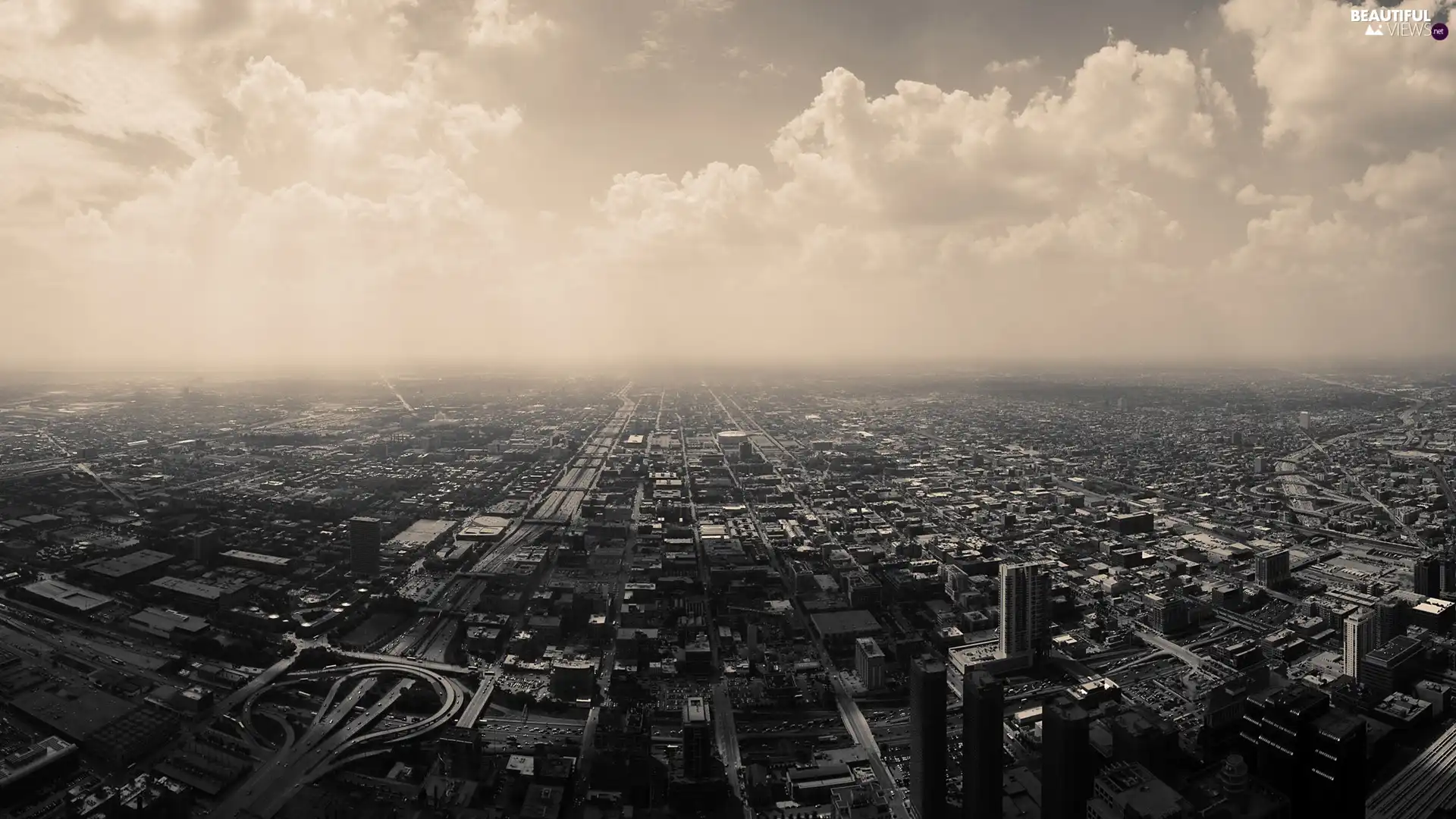 clouds, View, Town