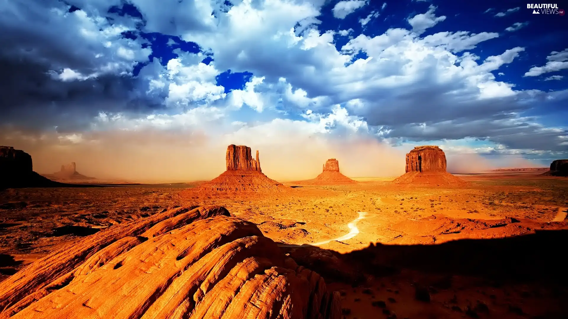 clouds, canyon, Way