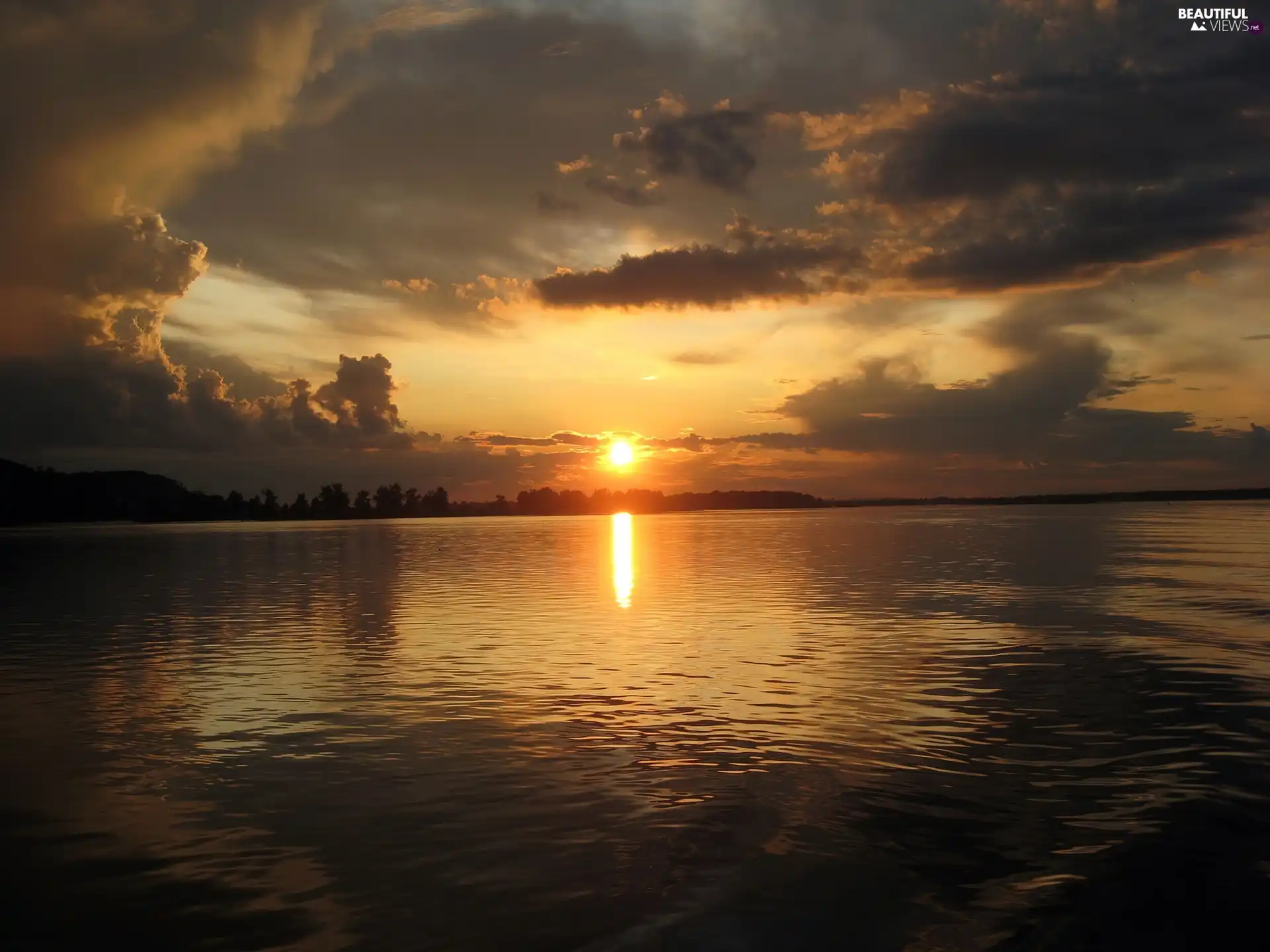 west, water, clouds, sun