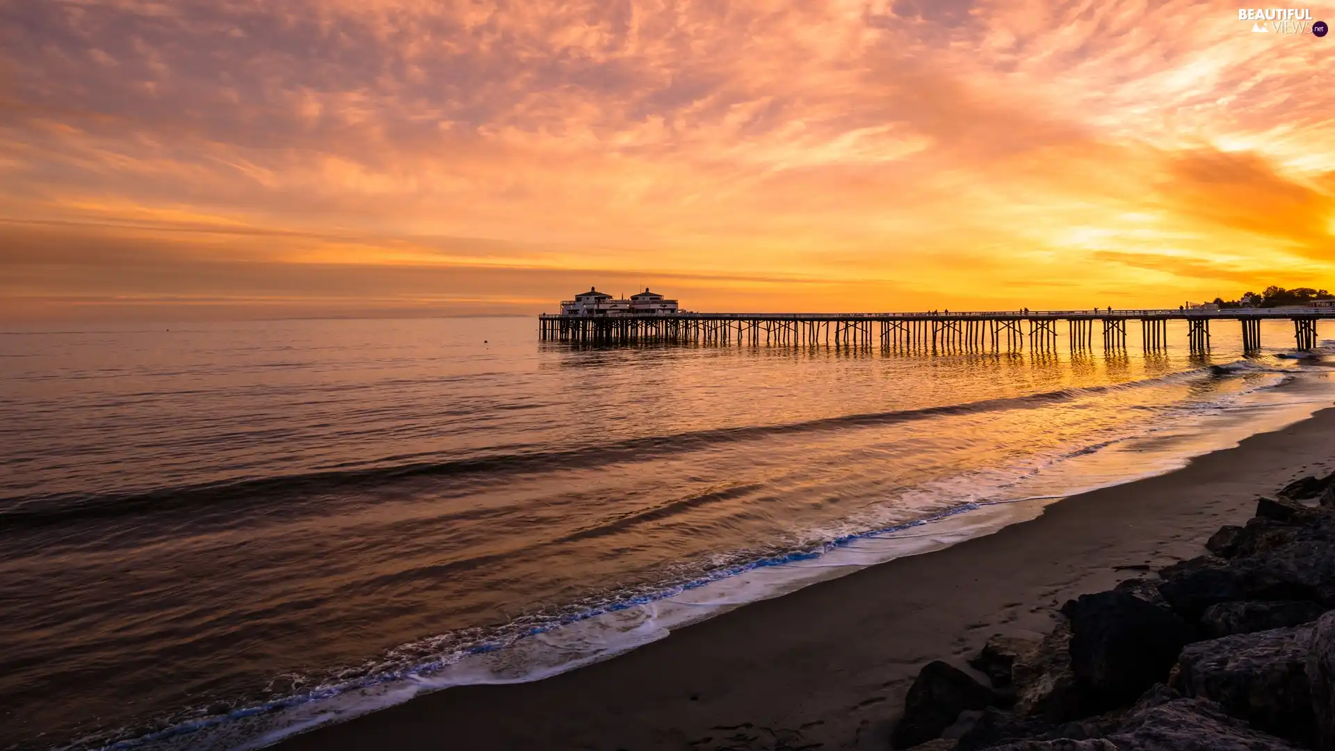 sea, Coast, Great Sunsets, pier