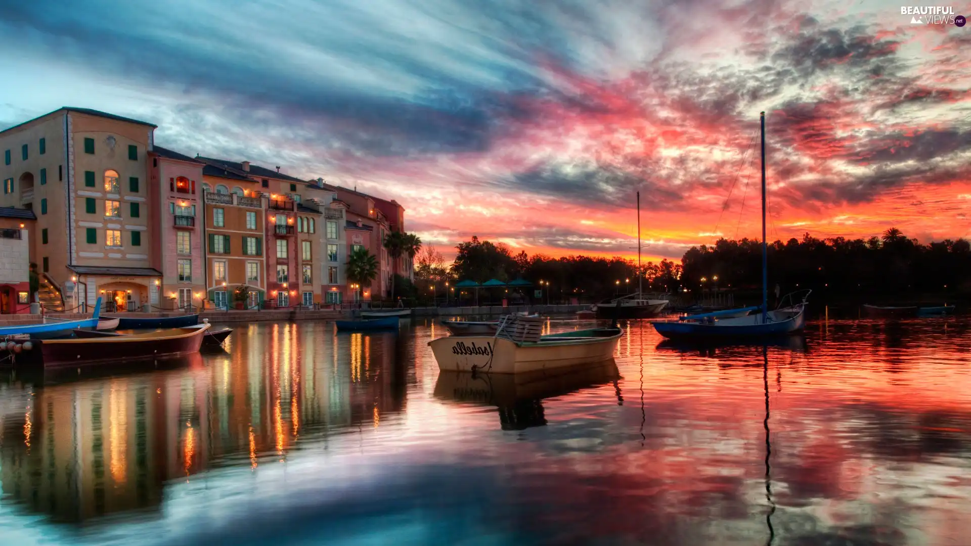 sea, dawn, Coast, Houses, Boats, Portofino