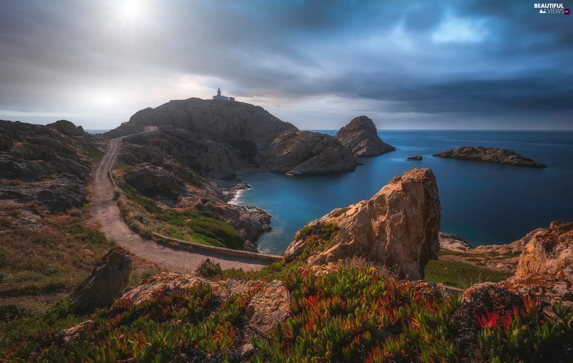 Coast, Corsica, sea, rocks, France, La Pietra Island, Way