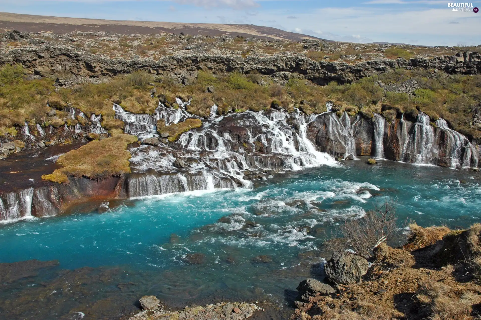 Coast, waterfalls, Rocky