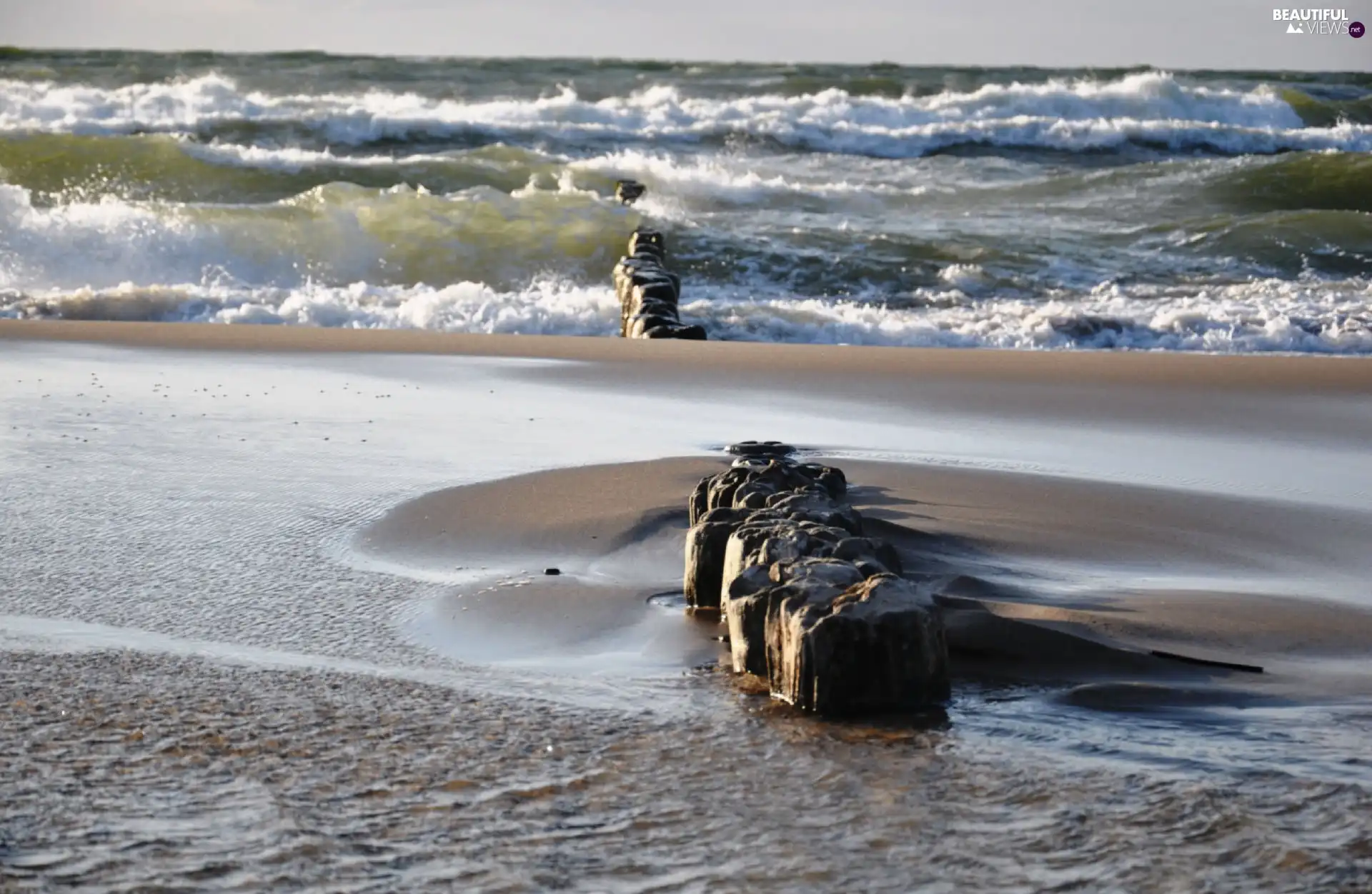 sea, breakwater, coast, rough