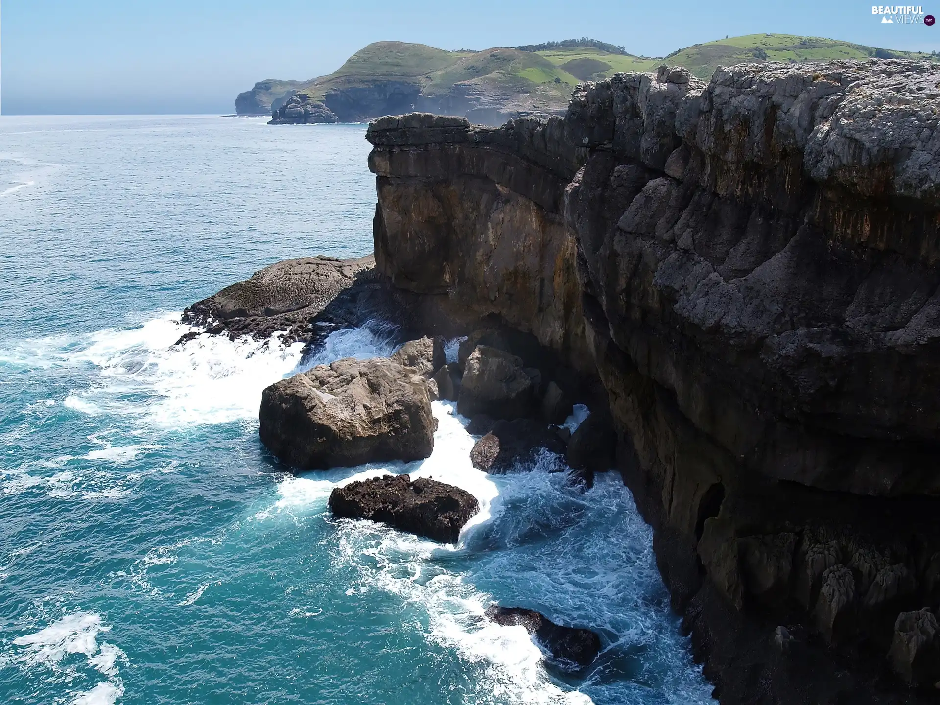 sea, rocks, Coast, Waves