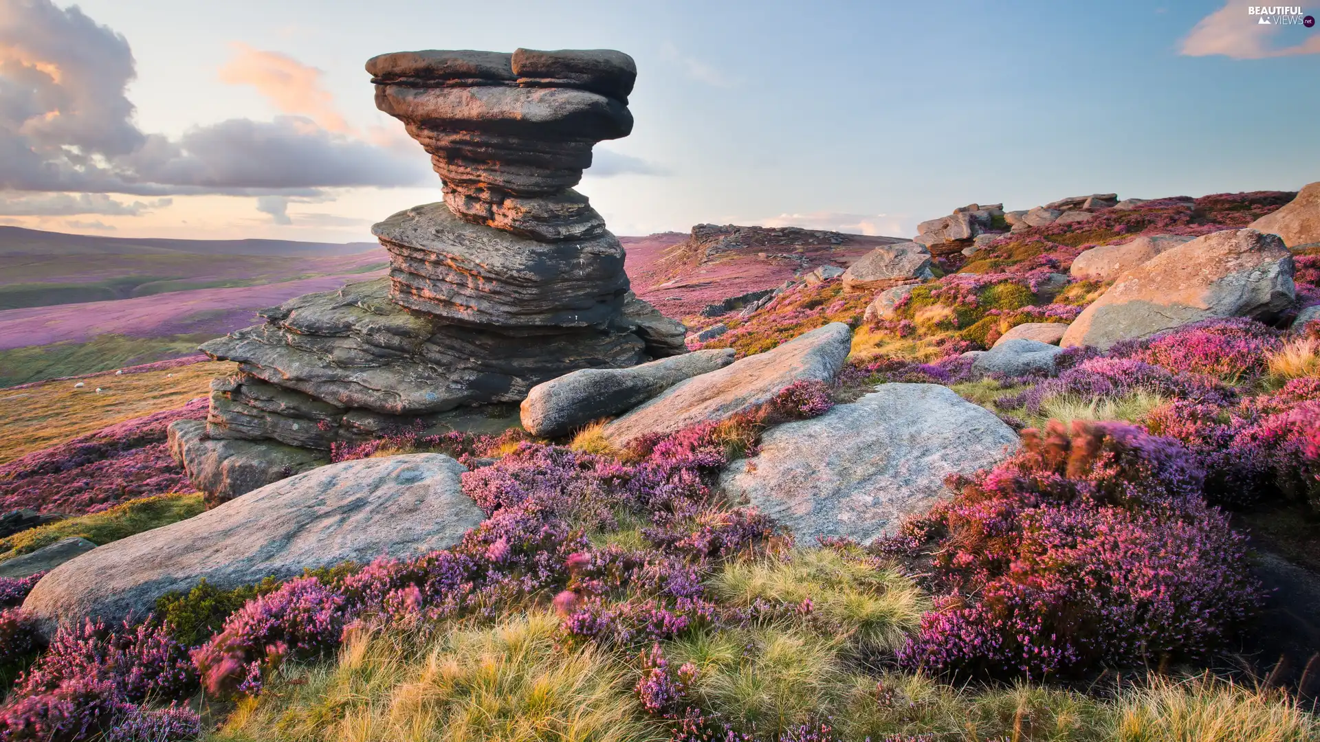 rocks, Stones, England, Peak District National Park, County Derbyshire, Hill, heath, Salt Cellar Rock Formation