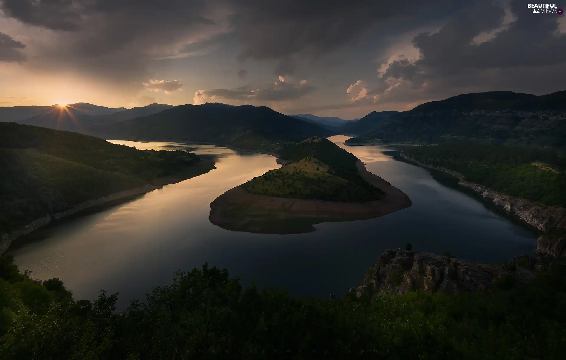 curve, Arda River, Rhodope Mountains, Great Sunsets, Meander, Bulgaria