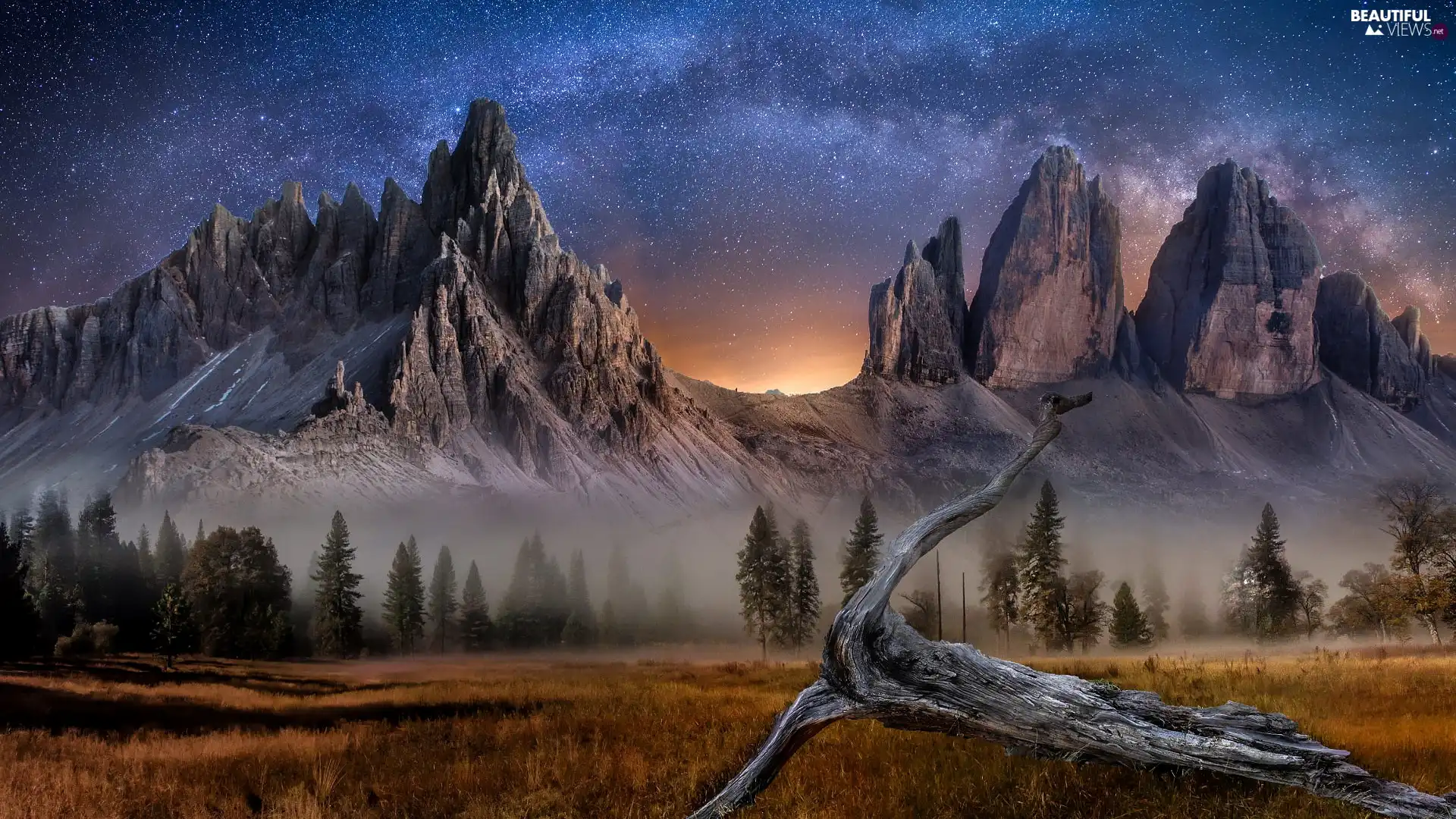 Dolomites, Mountains, edifice, Tre Cime di Lavaredo, Province of Belluno, Italy, Star way, Lod on the beach, star