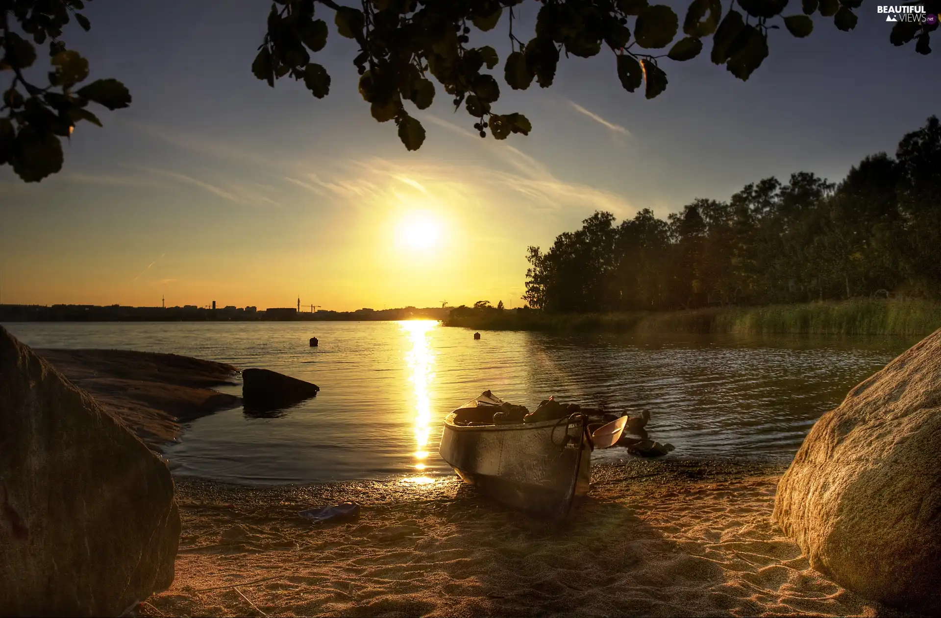 east, sun, Lodz, forest, River