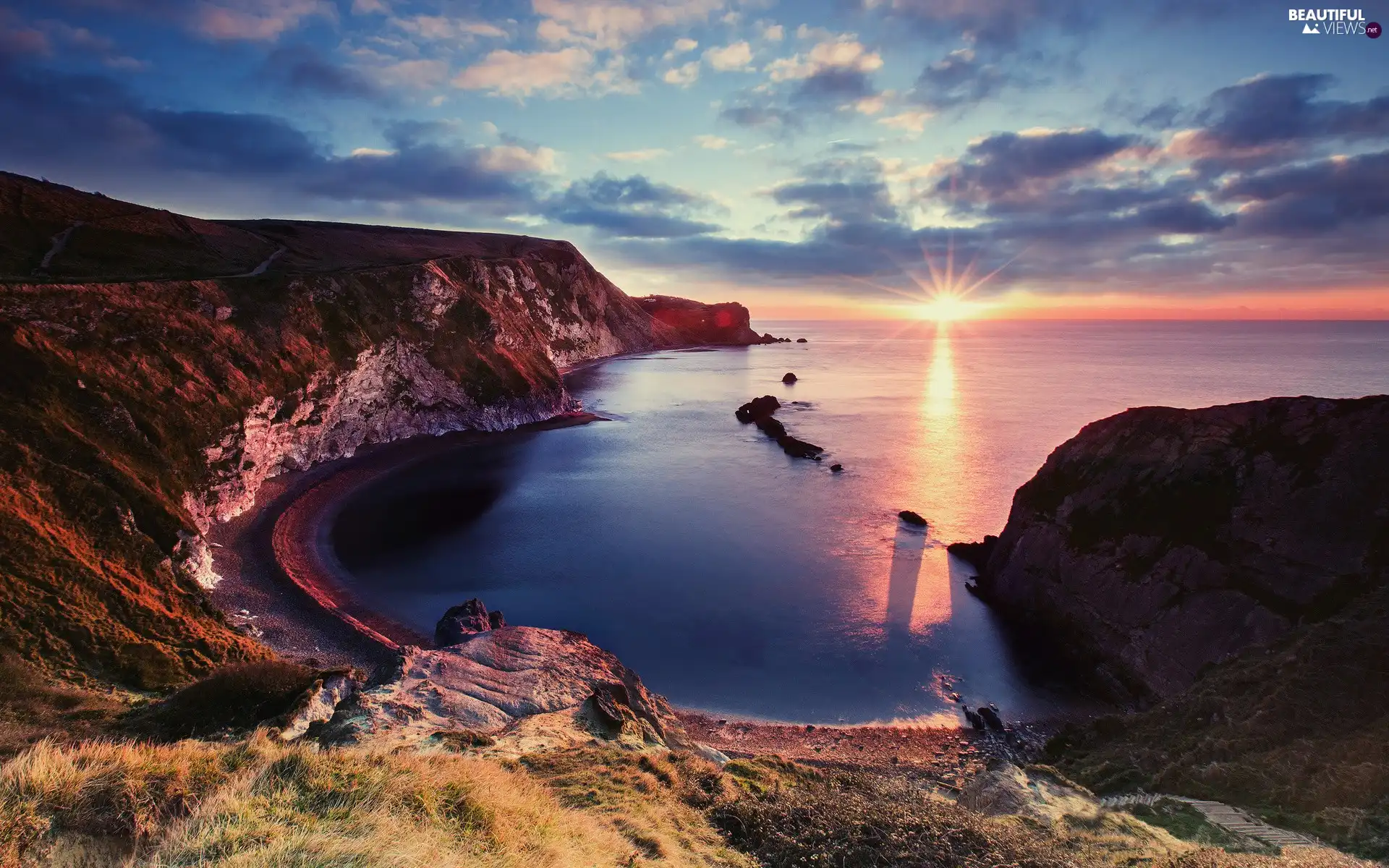 east, sun, rocks, cliff, sea