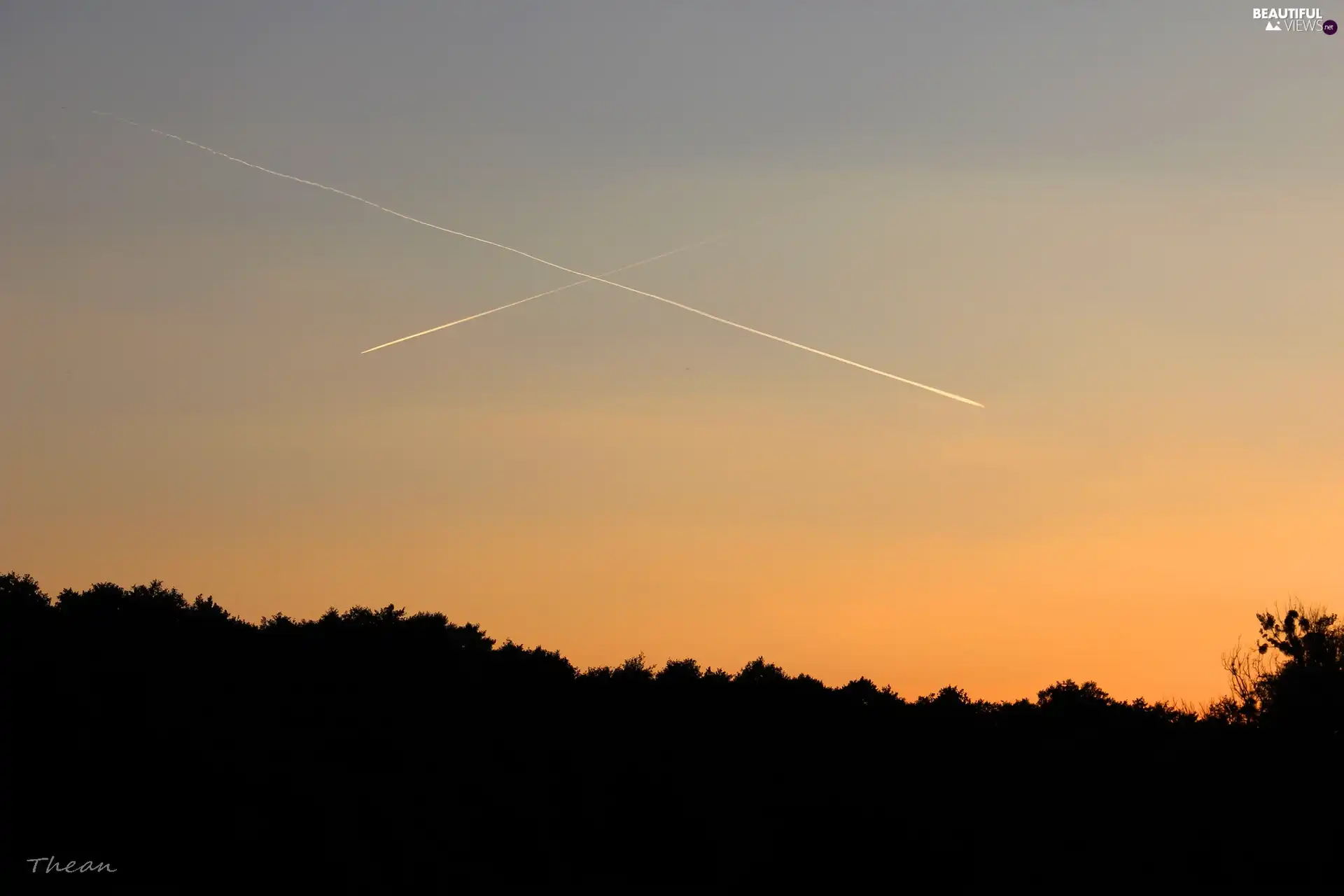 streaks, Sky, evening, Condensing