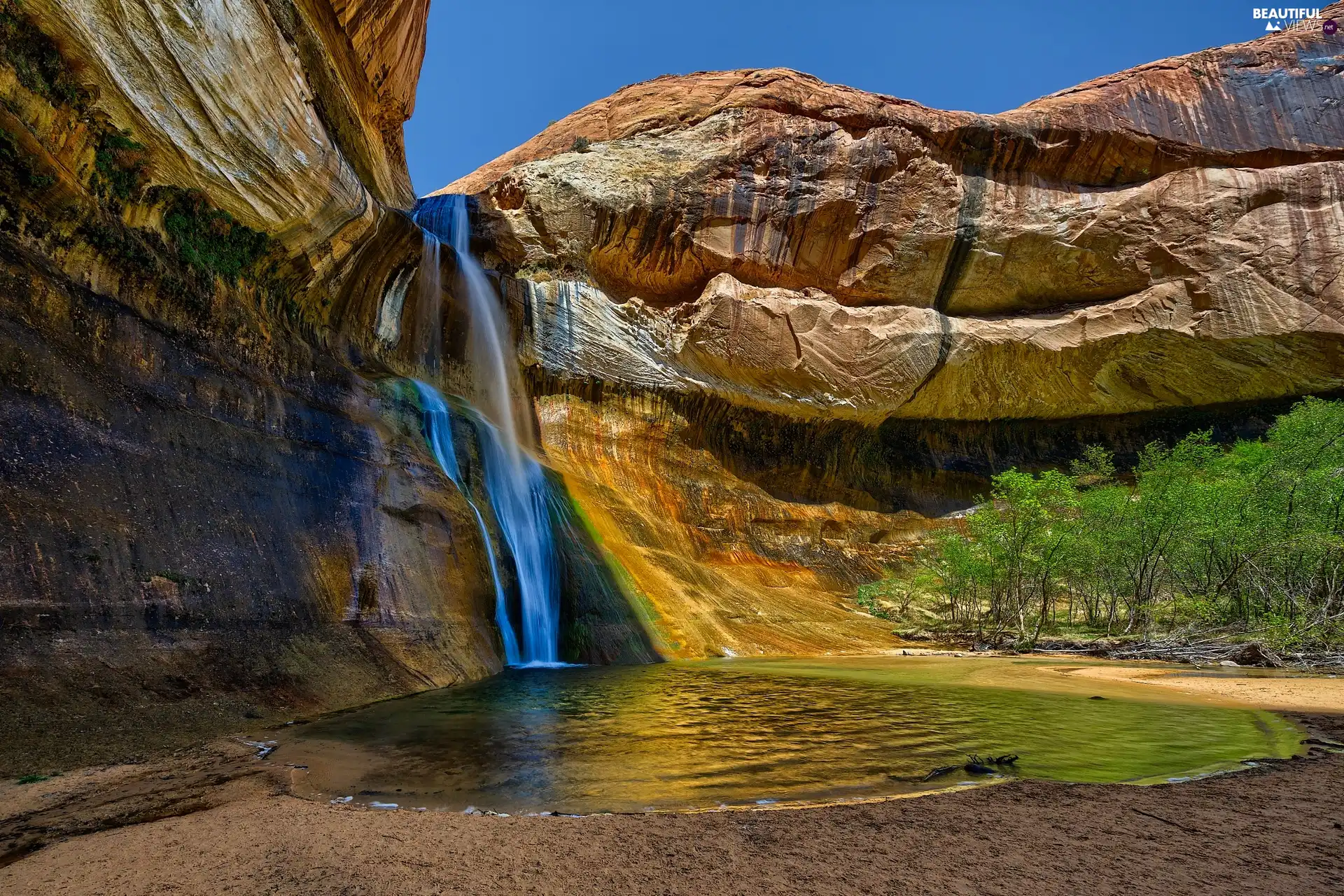 rocks, Calf Creek Falls, Utah State, Capitol Reef National Park, The United States