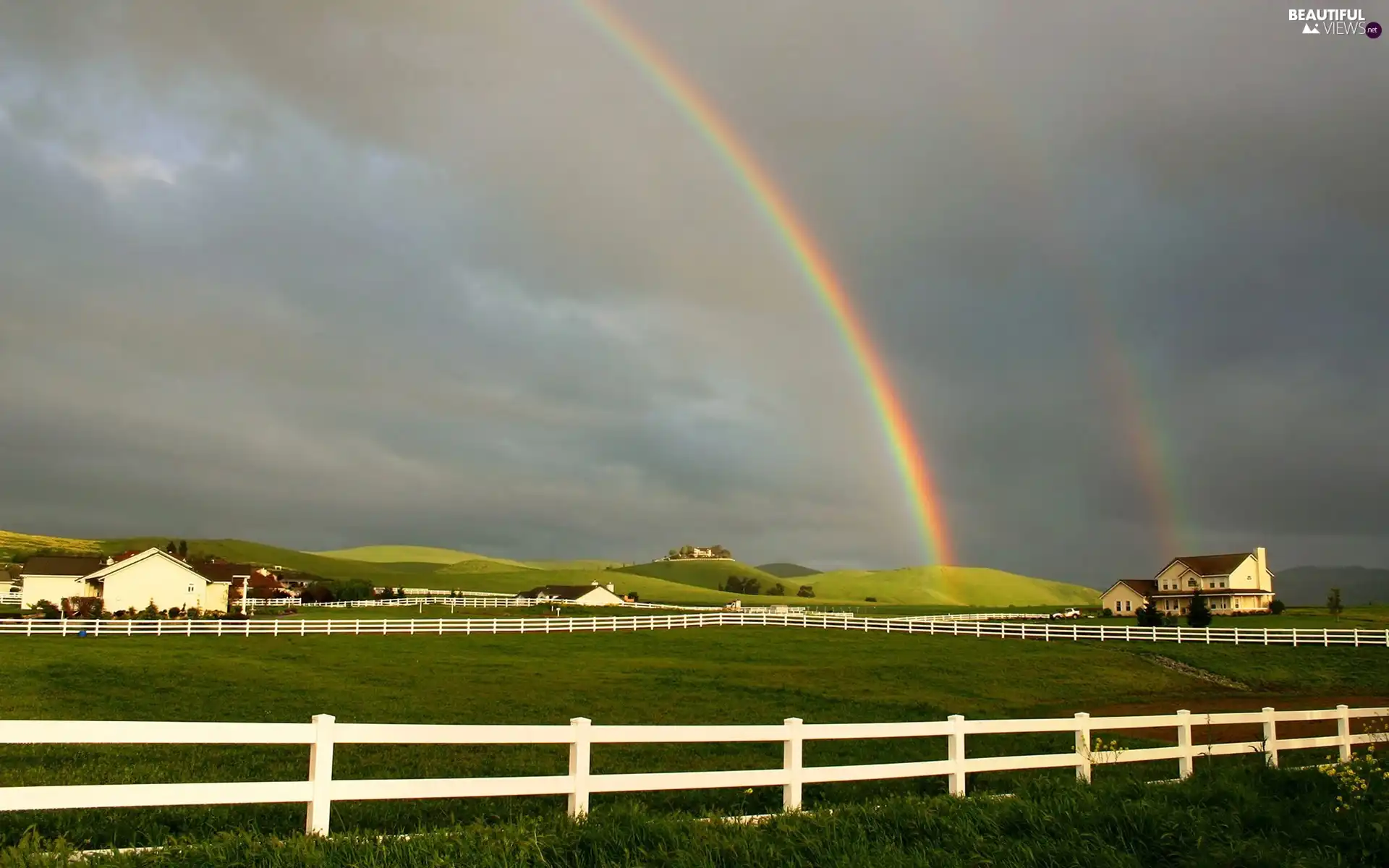 Great Rainbows, farm, fence
