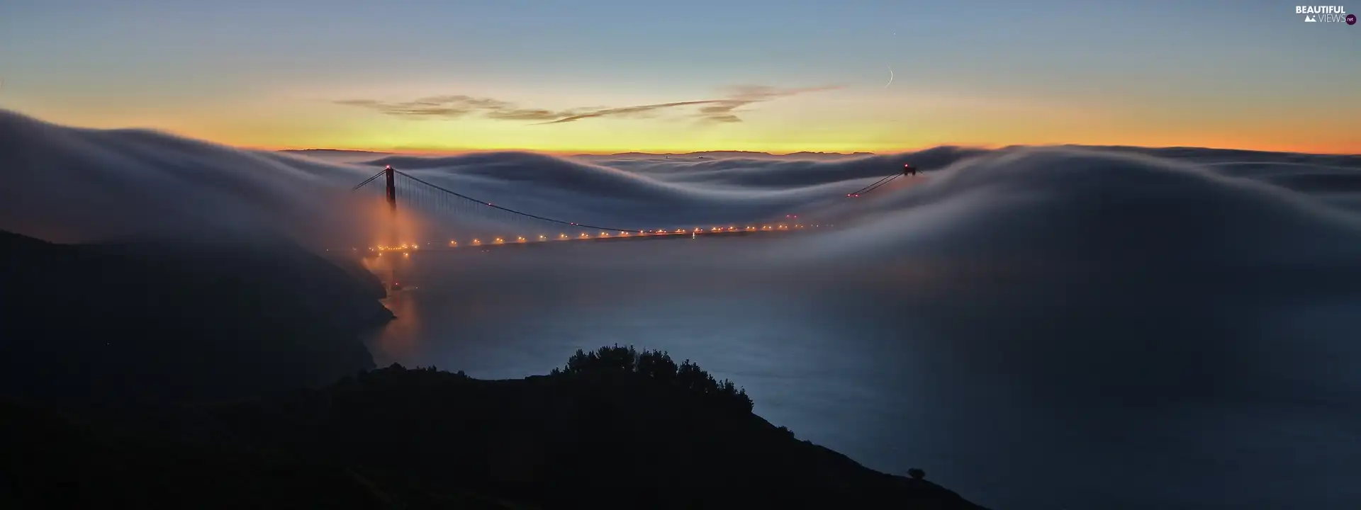 bridge, Fog