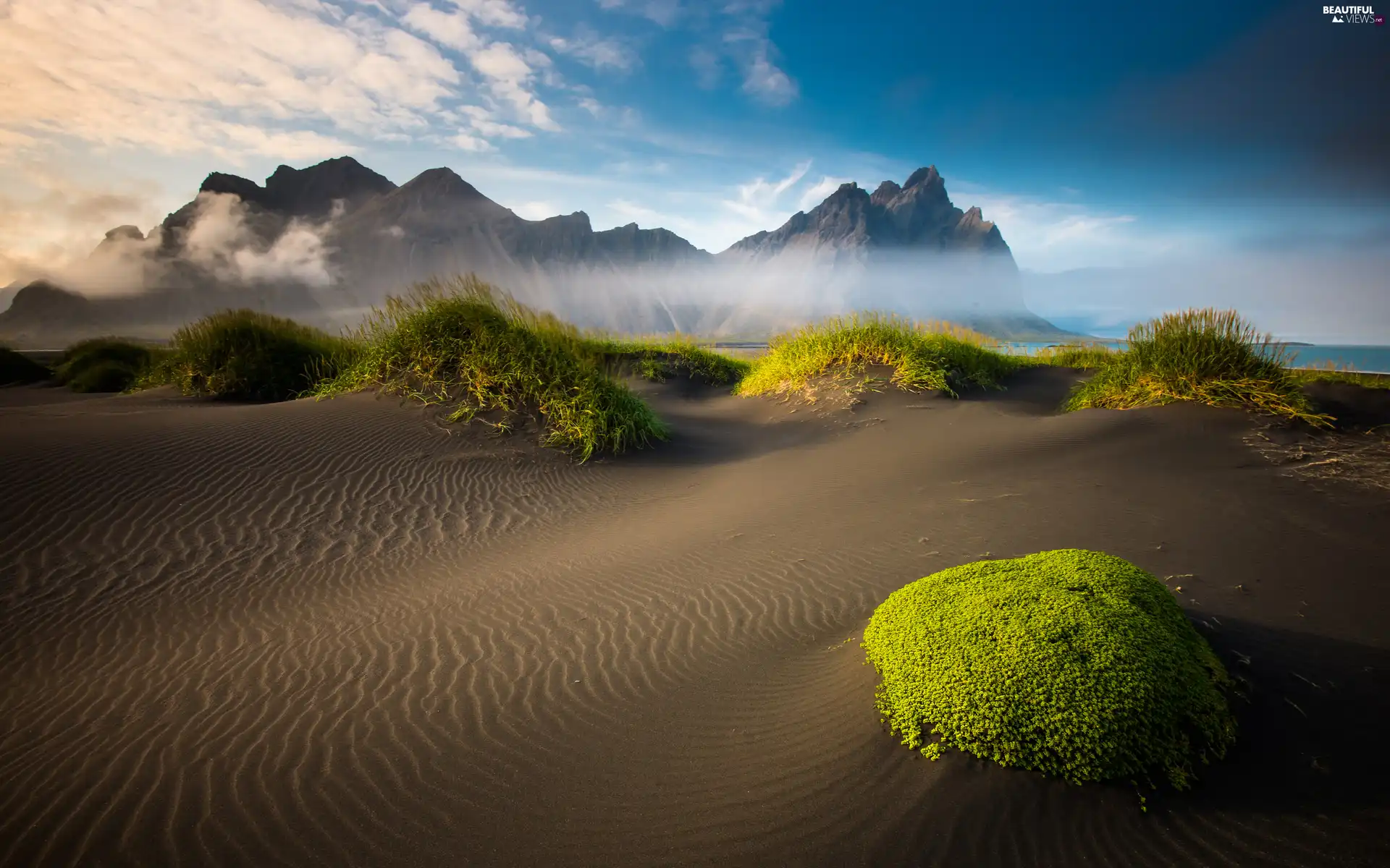 Fog, Desert, Mountains