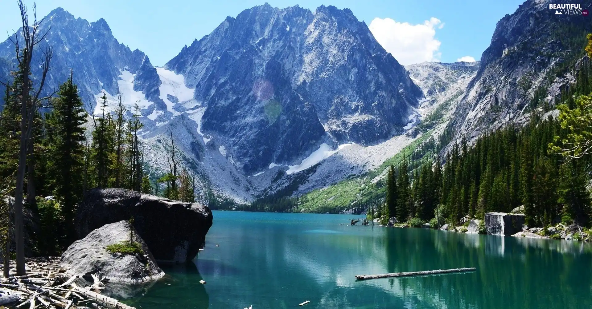 forest, Mountains, lake