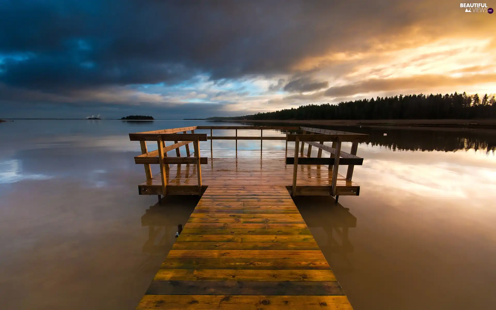 forest, lake, Platform