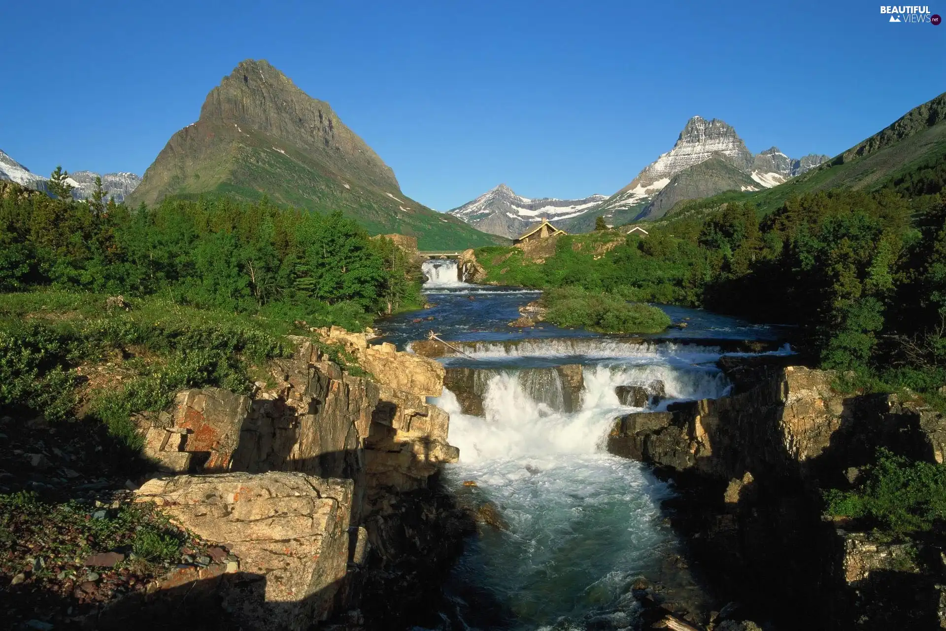 forest, Mountains, River