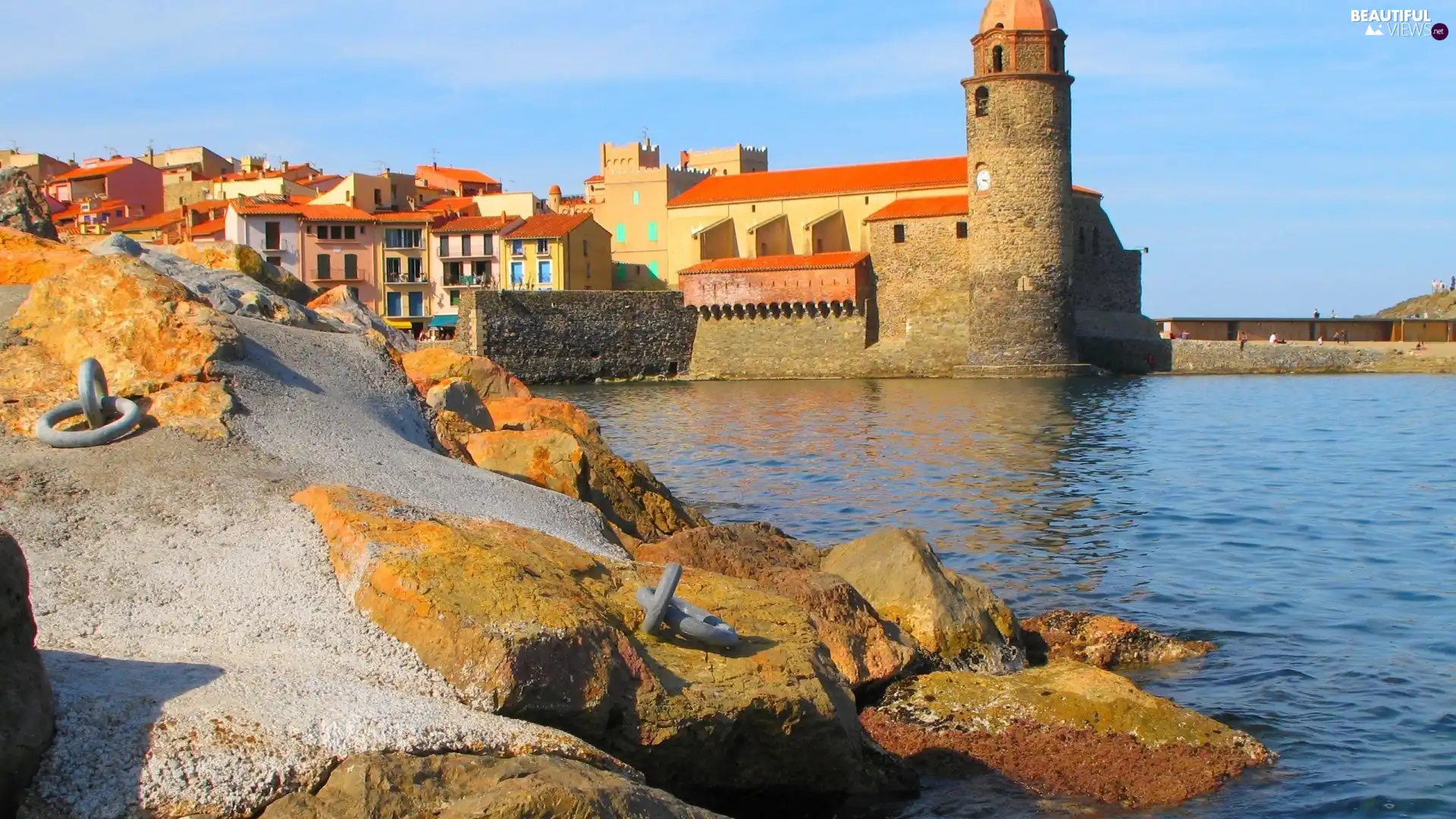 Houses, Stones, France, sea