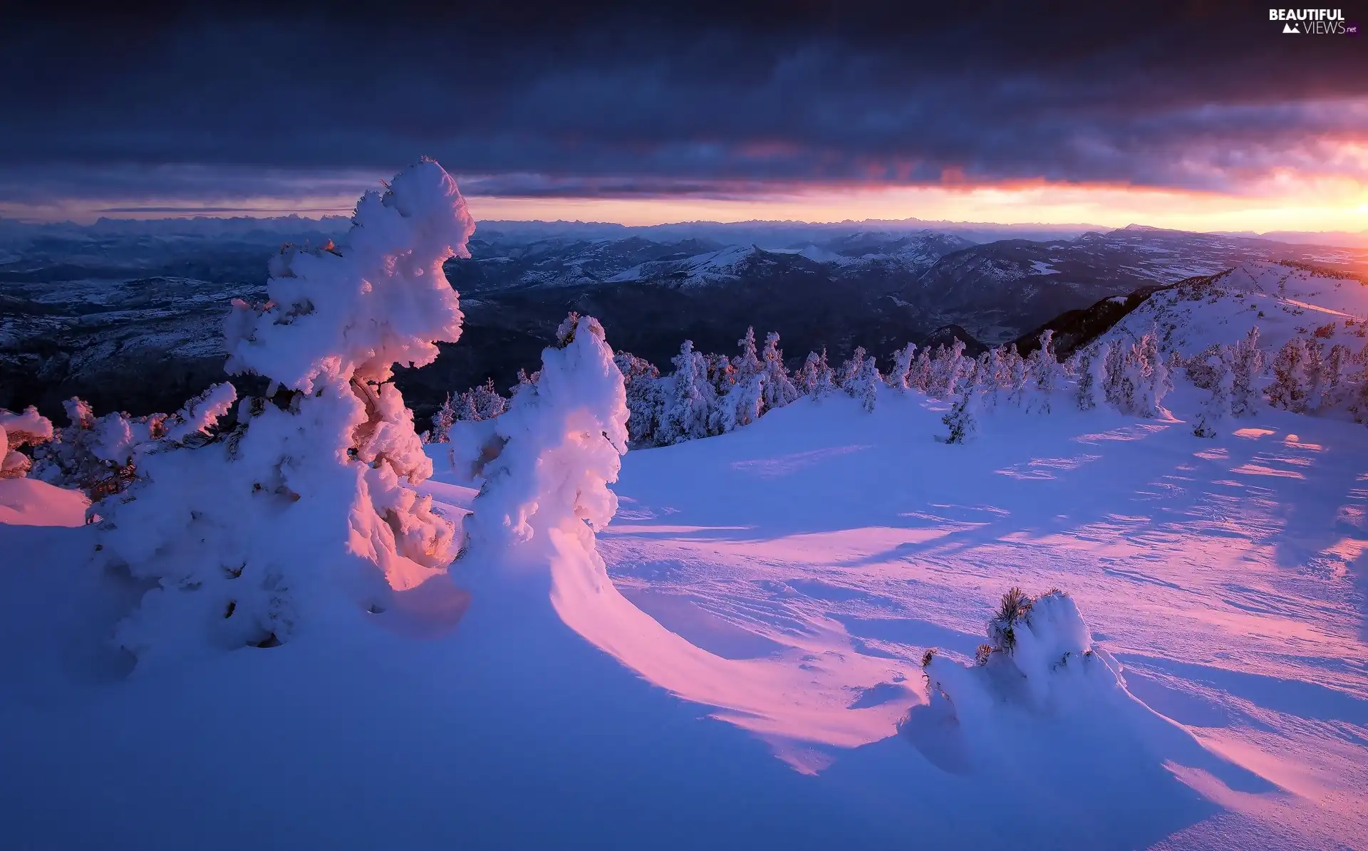 French Prealpes, Mont Ventoux, Sunrise, Mountains, France, forest, winter