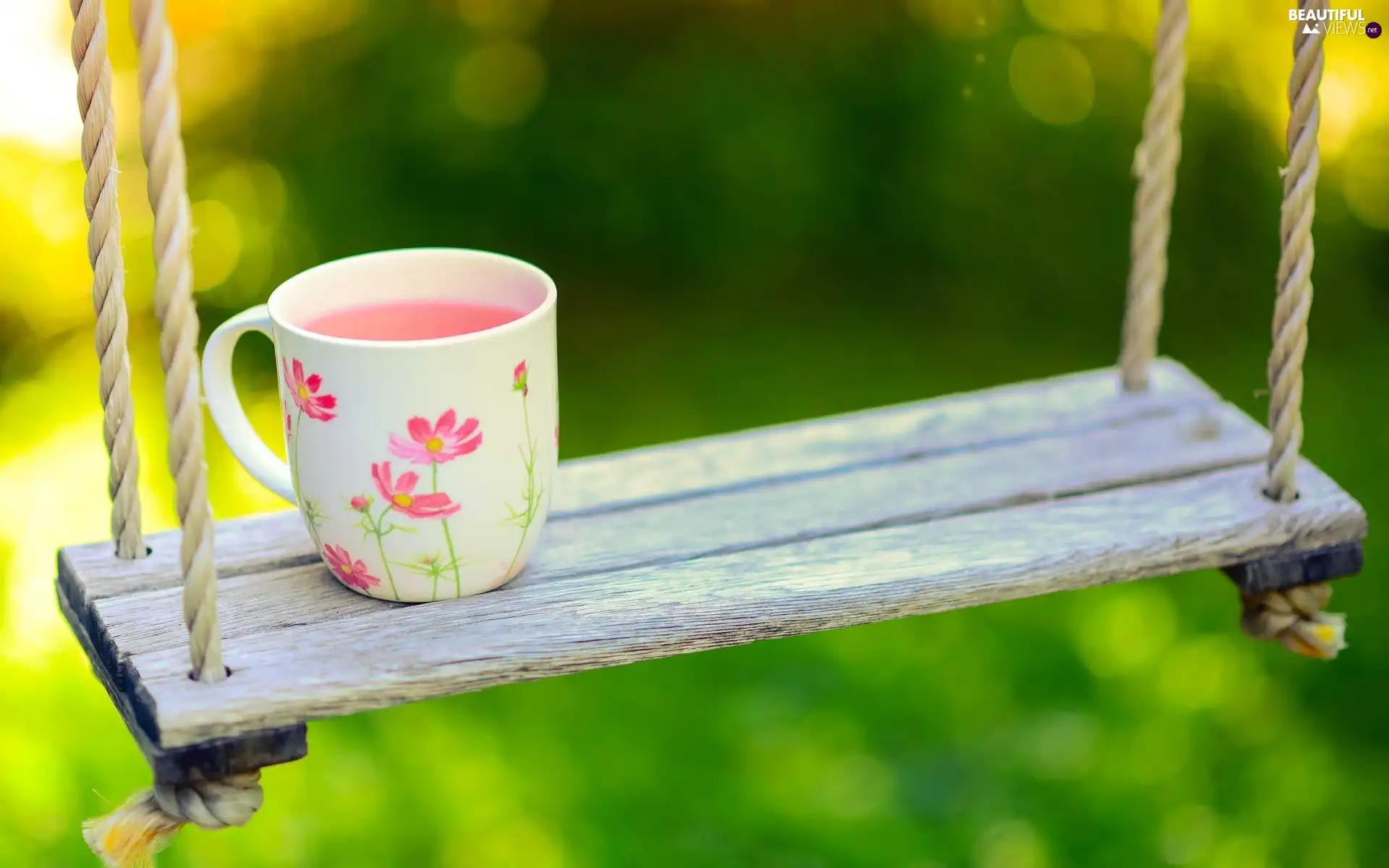 Swing, tea, Garden, Cup