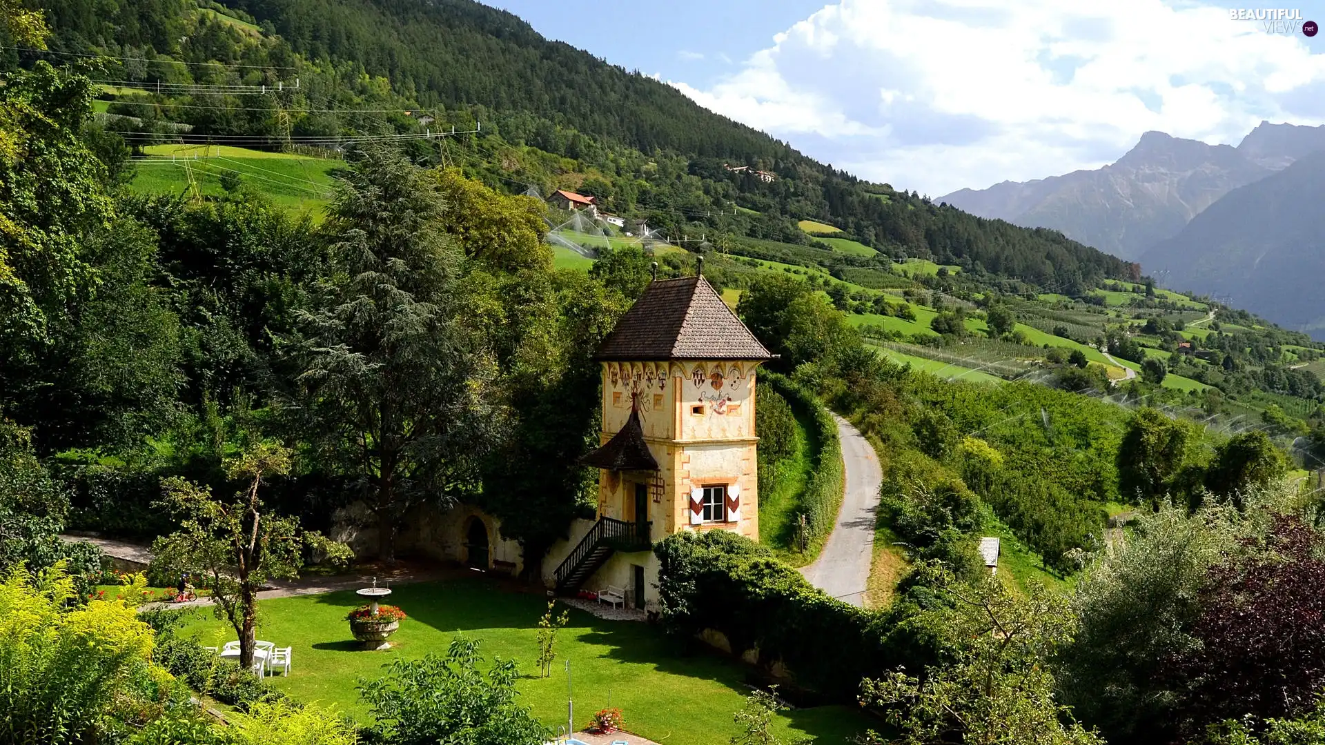 Mountains, Bavaria, Germany, house