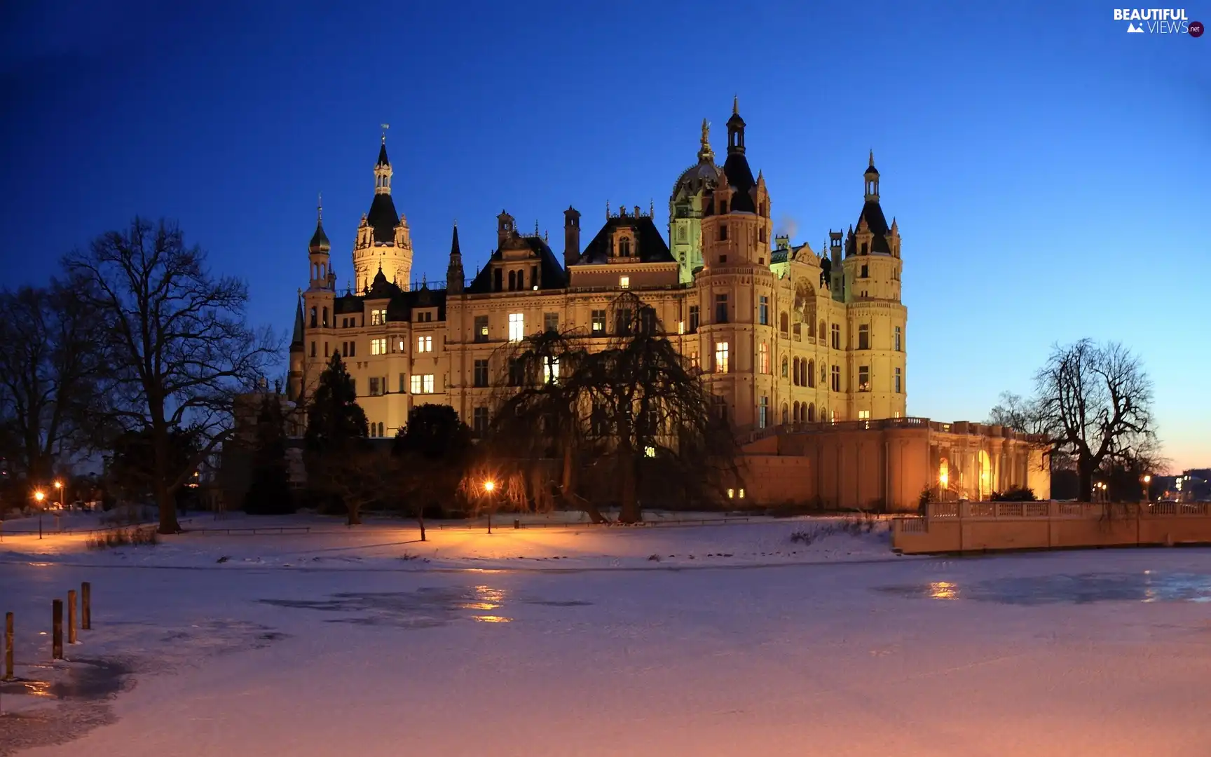 winter, Schwerin, Germany, Castle