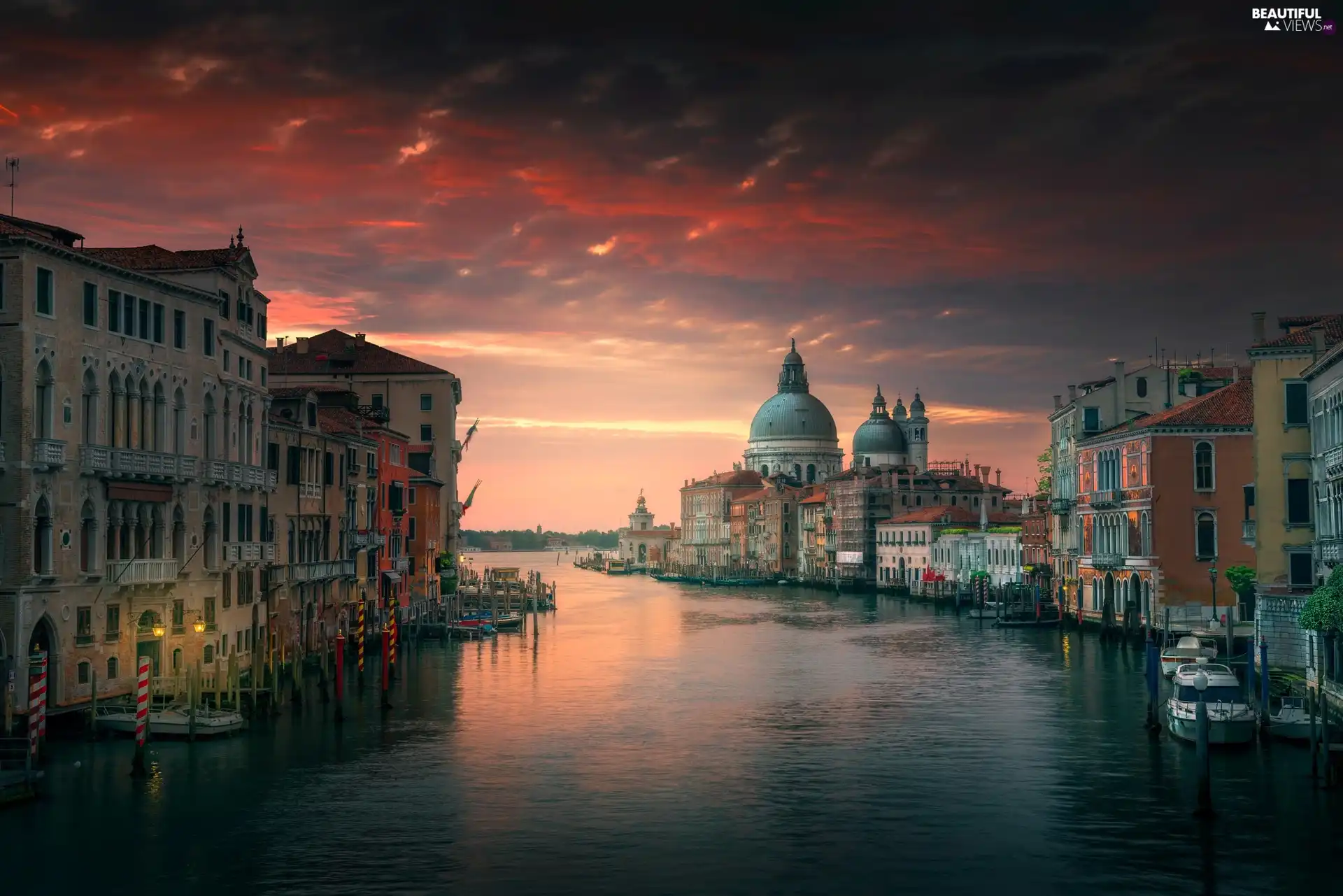 Basilica of St. brand, Italy, Canal Grande, Great Sunsets, canal, Venice