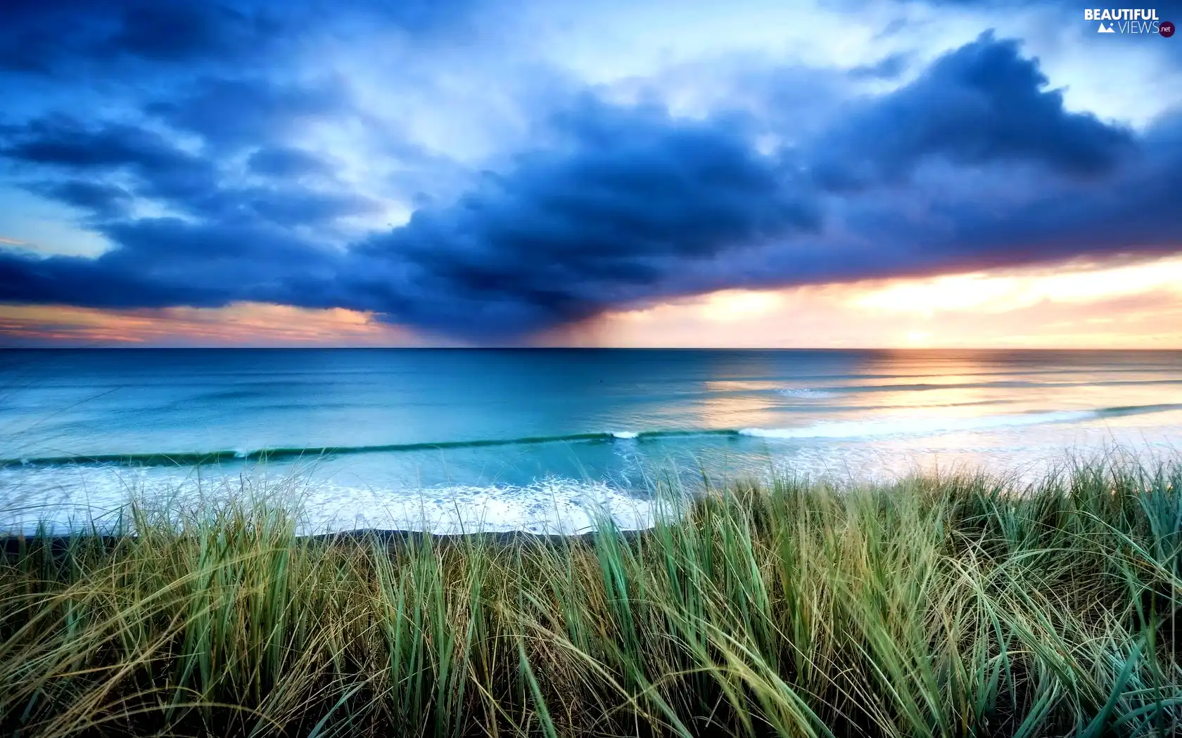 grass, Sky, sea