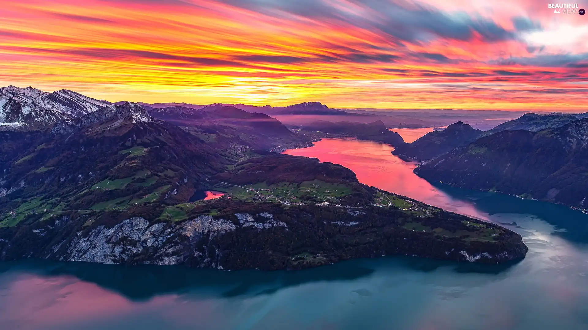 Great Sunsets, Switzerland, Mountains, Swiss Alps, Canton de Lucerne