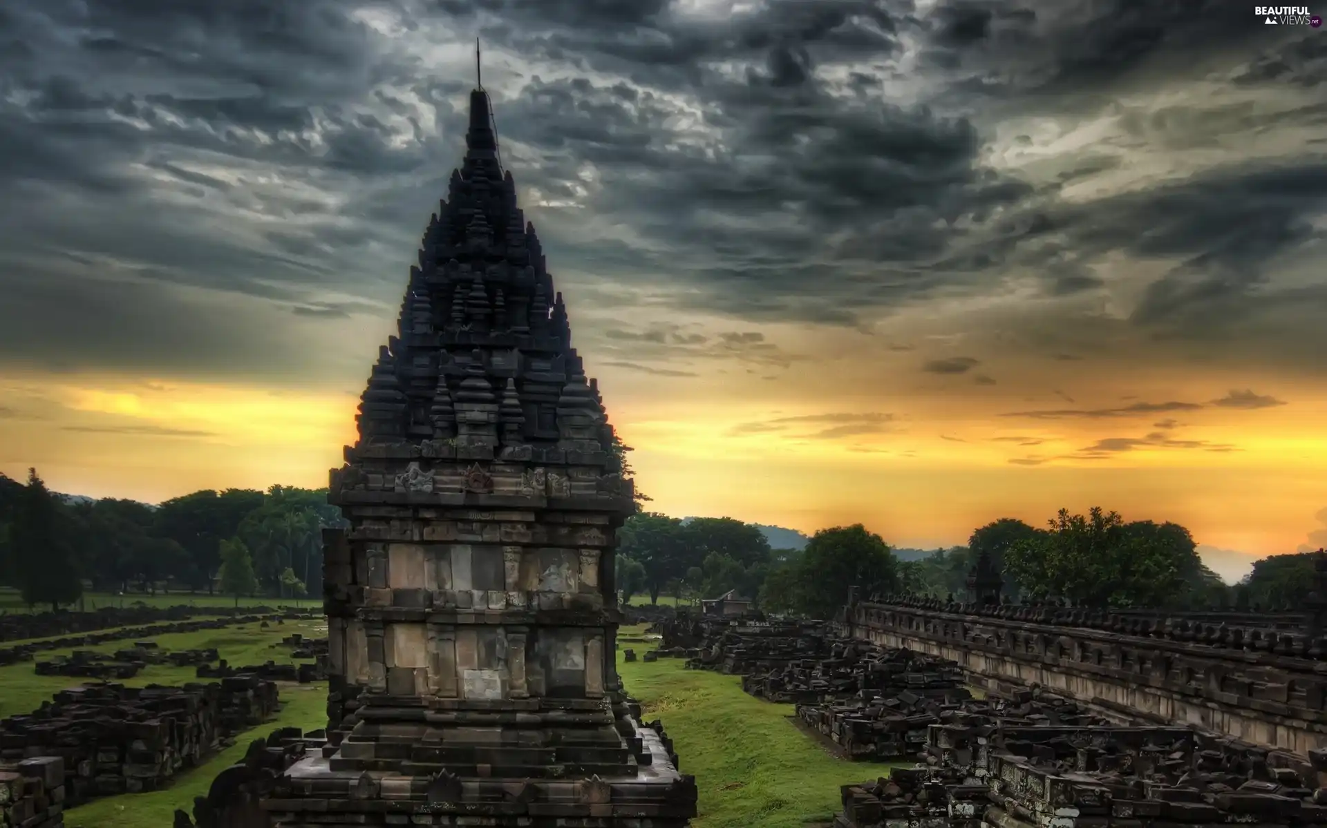 ruins, india, Great Sunsets, temple