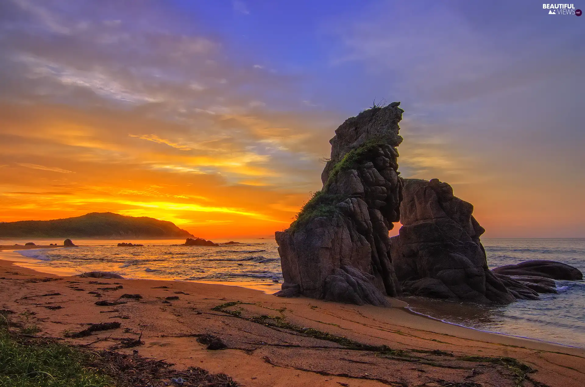 sea, Great Sunsets, Rocks, Beaches