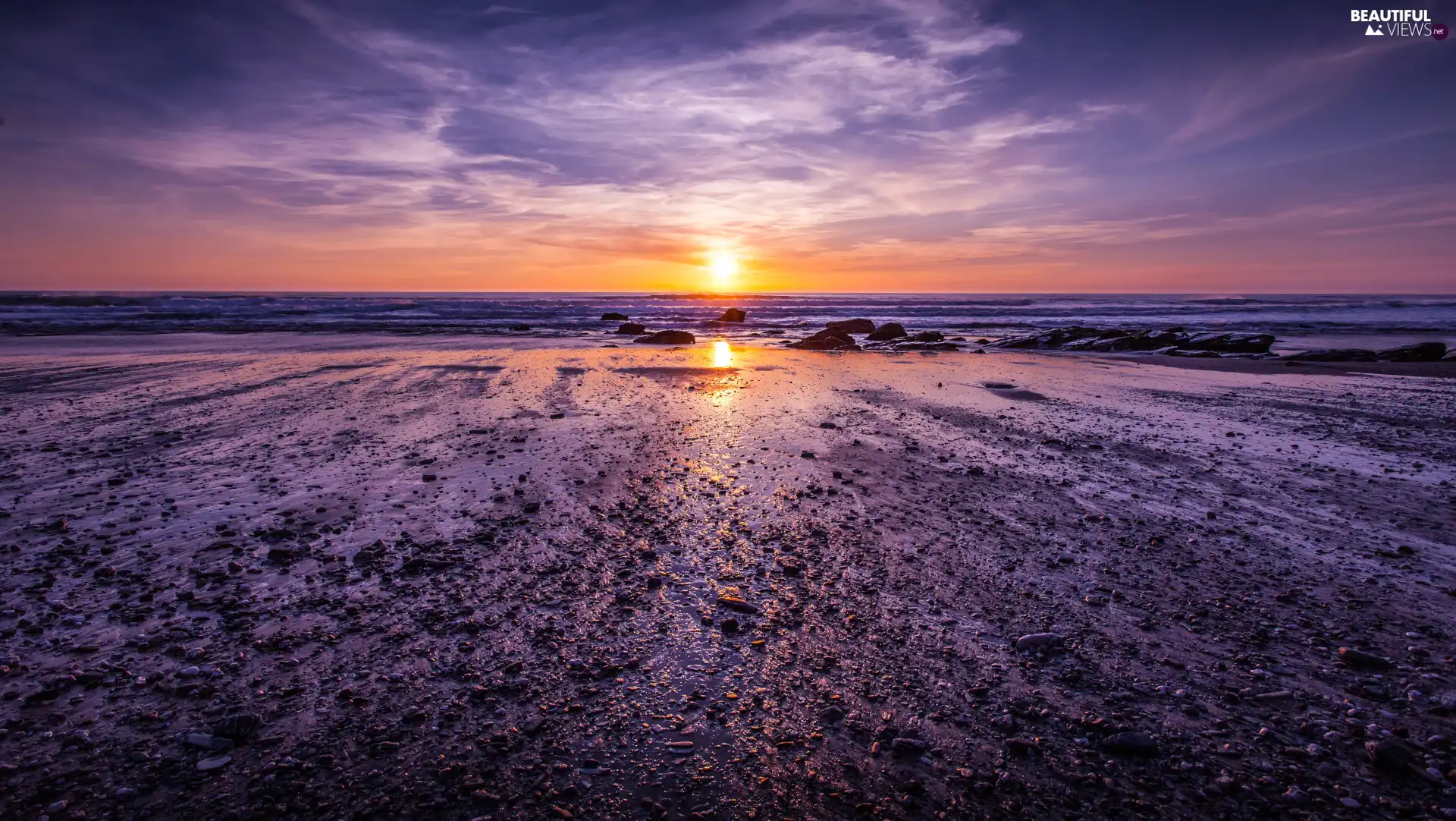 Beaches, Great Sunsets, Stones, sea