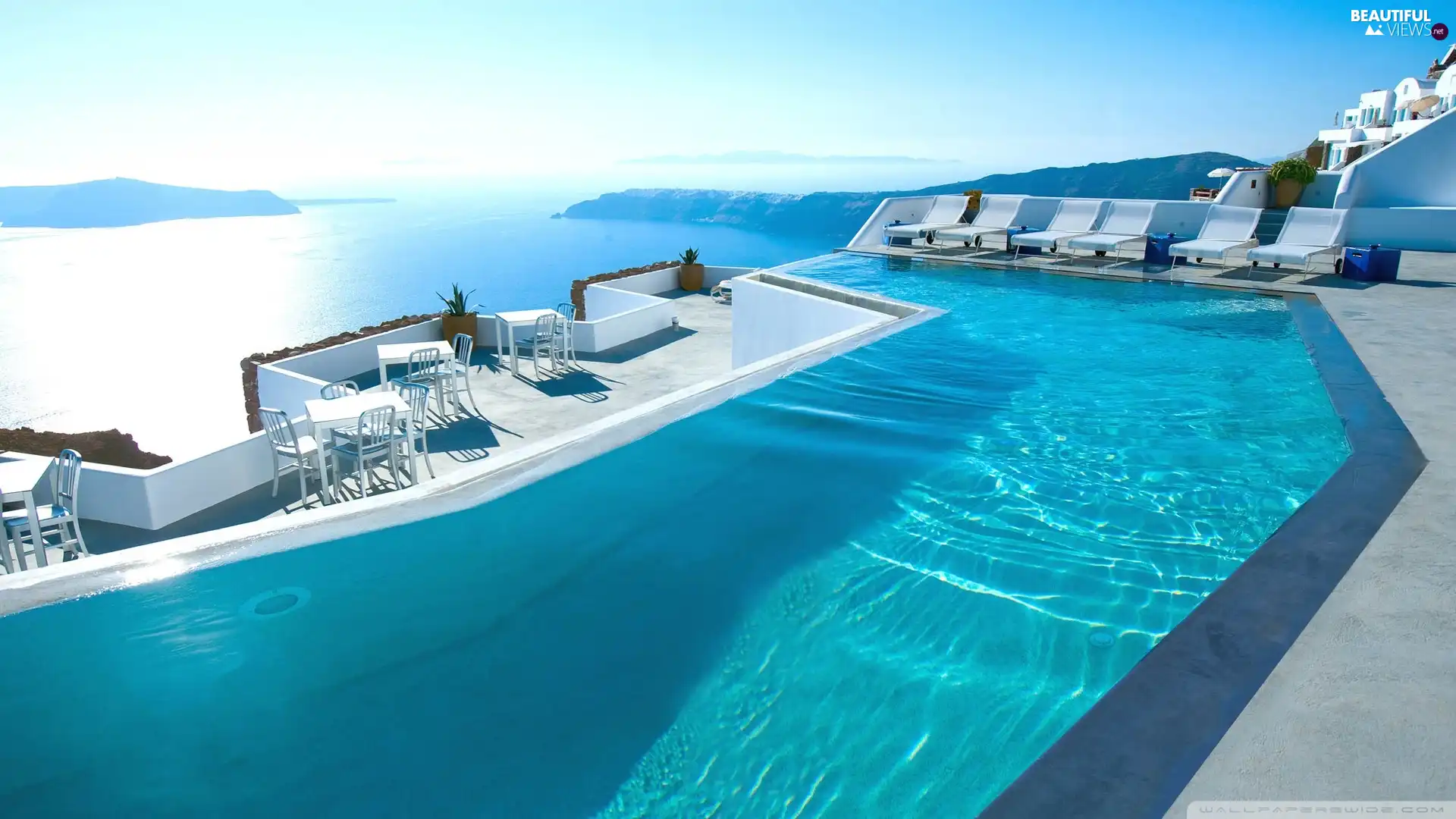 sea, santorini, Greece, Pool