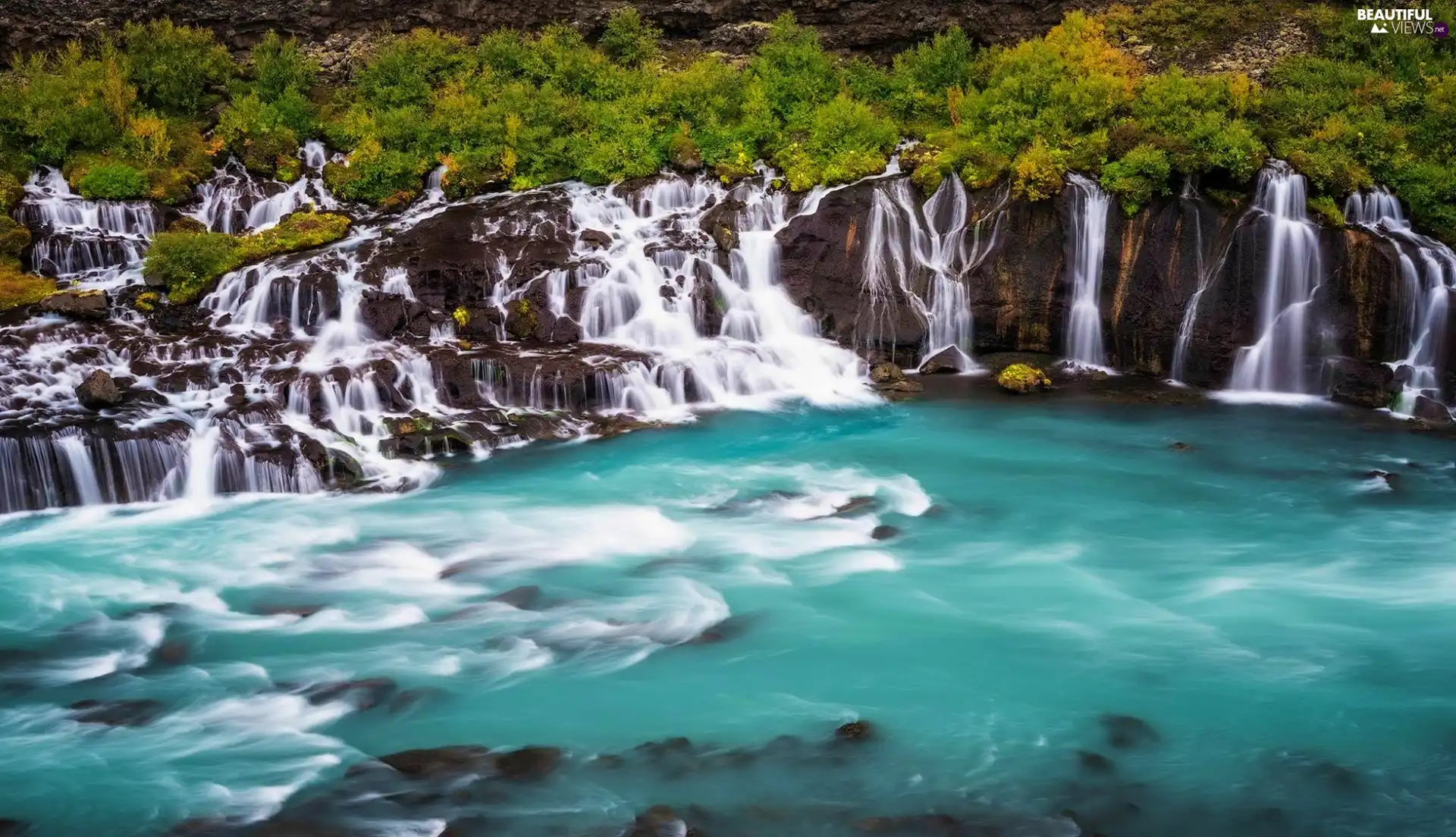 cascade, River, green, rocks