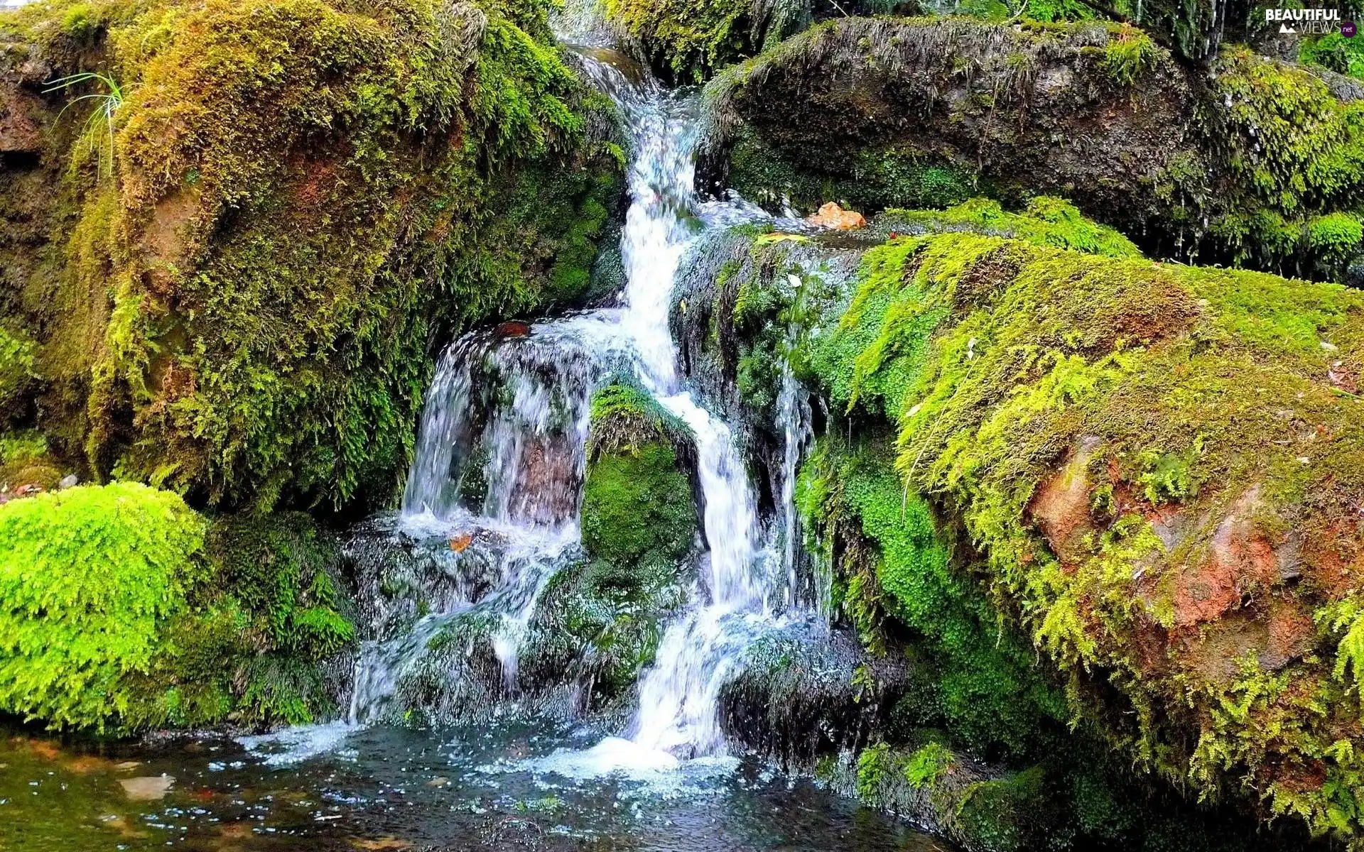 waterfall, green