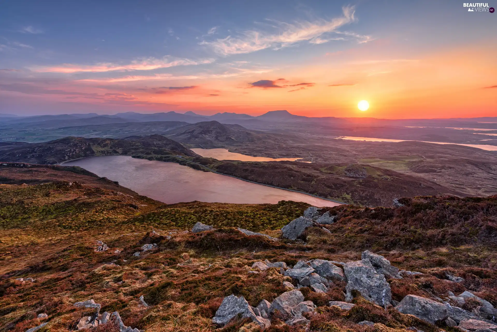Derryveagh Mountains, Lough Greenan Lake, Ireland, Great Sunsets, County Donegal, Lough Salt Lake