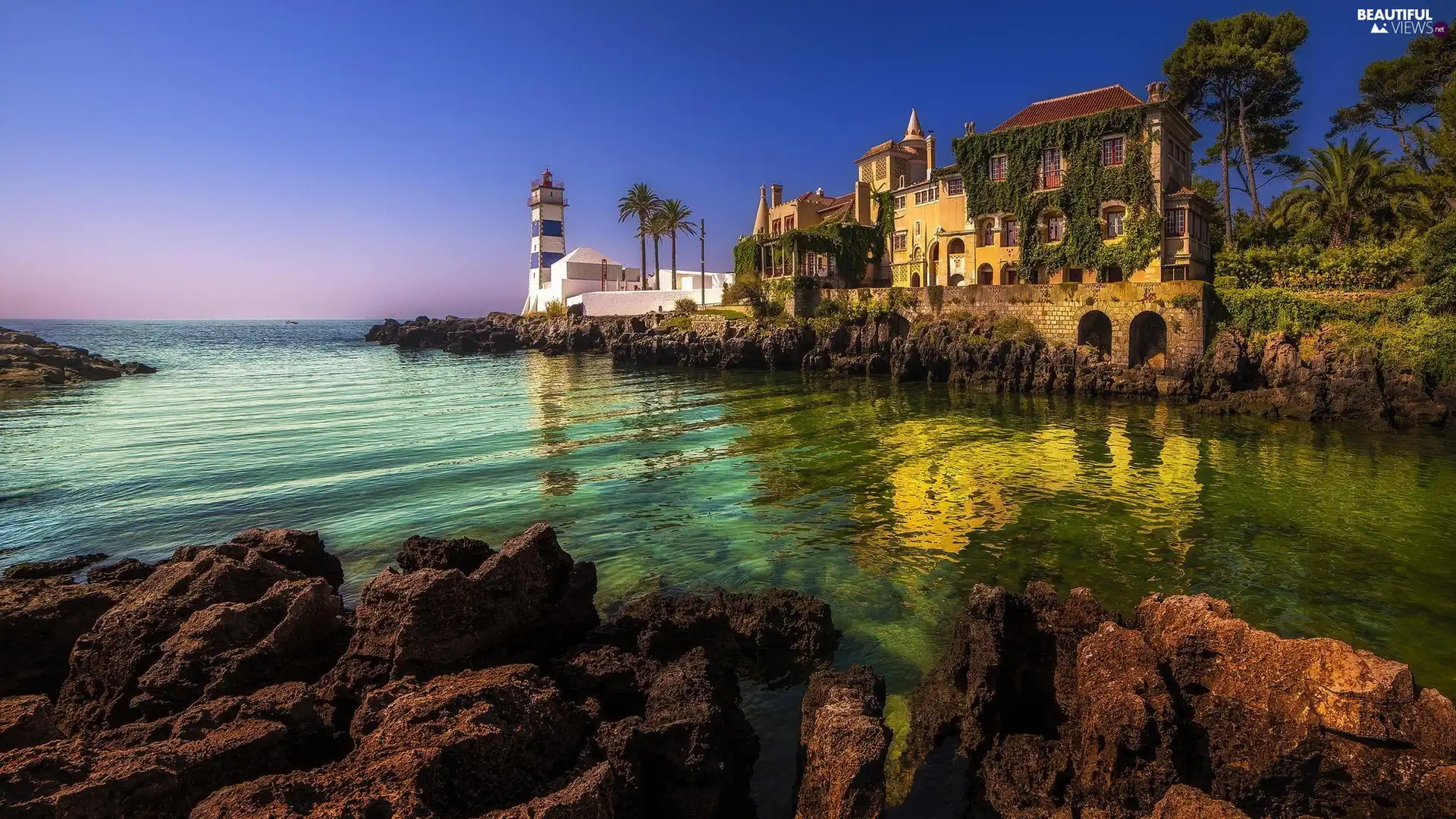 Lighthouses, house, Gulf, sea, summer, villa