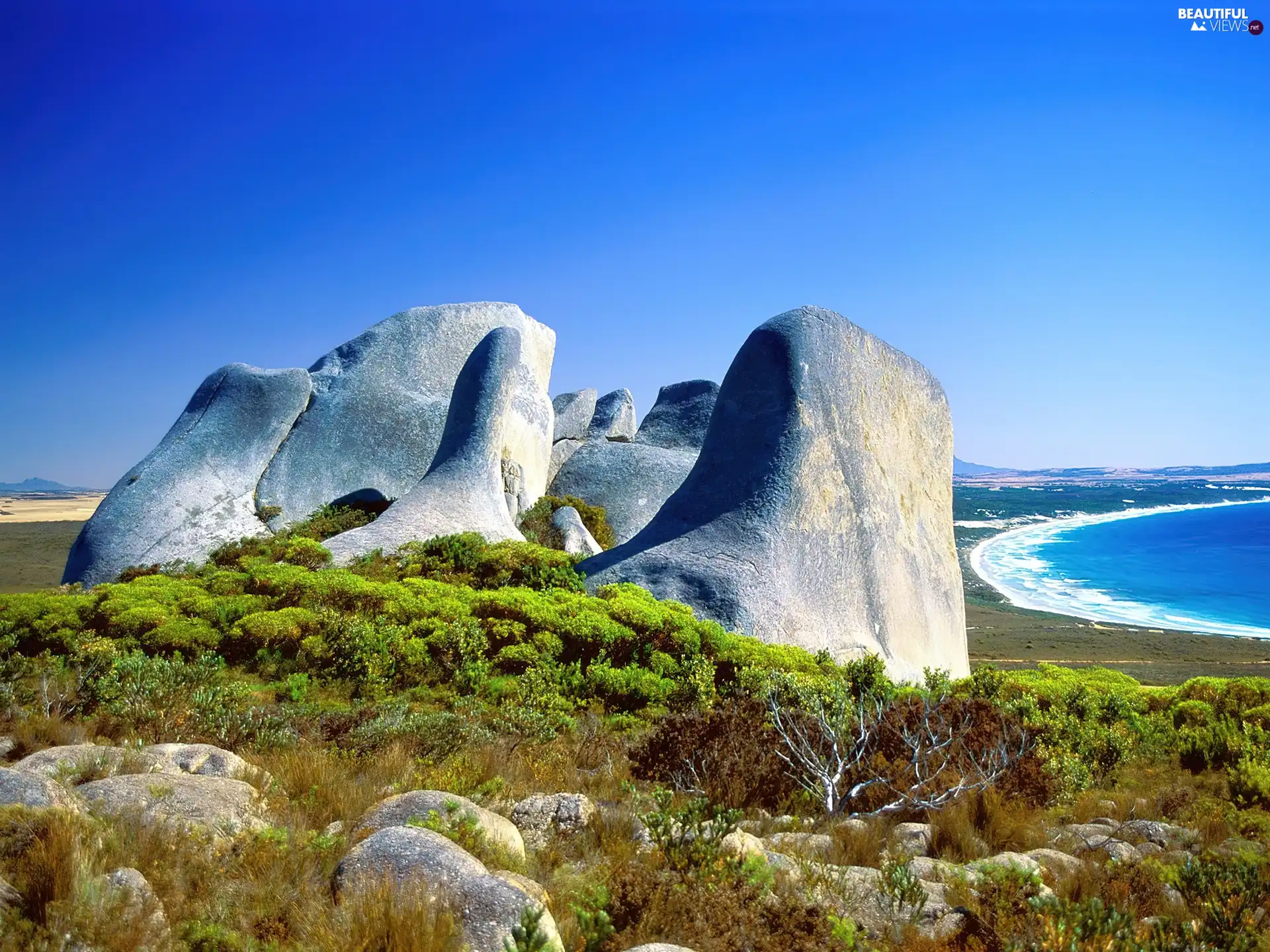 smooth, Bush, Gulf, Sky, rocks, Stones