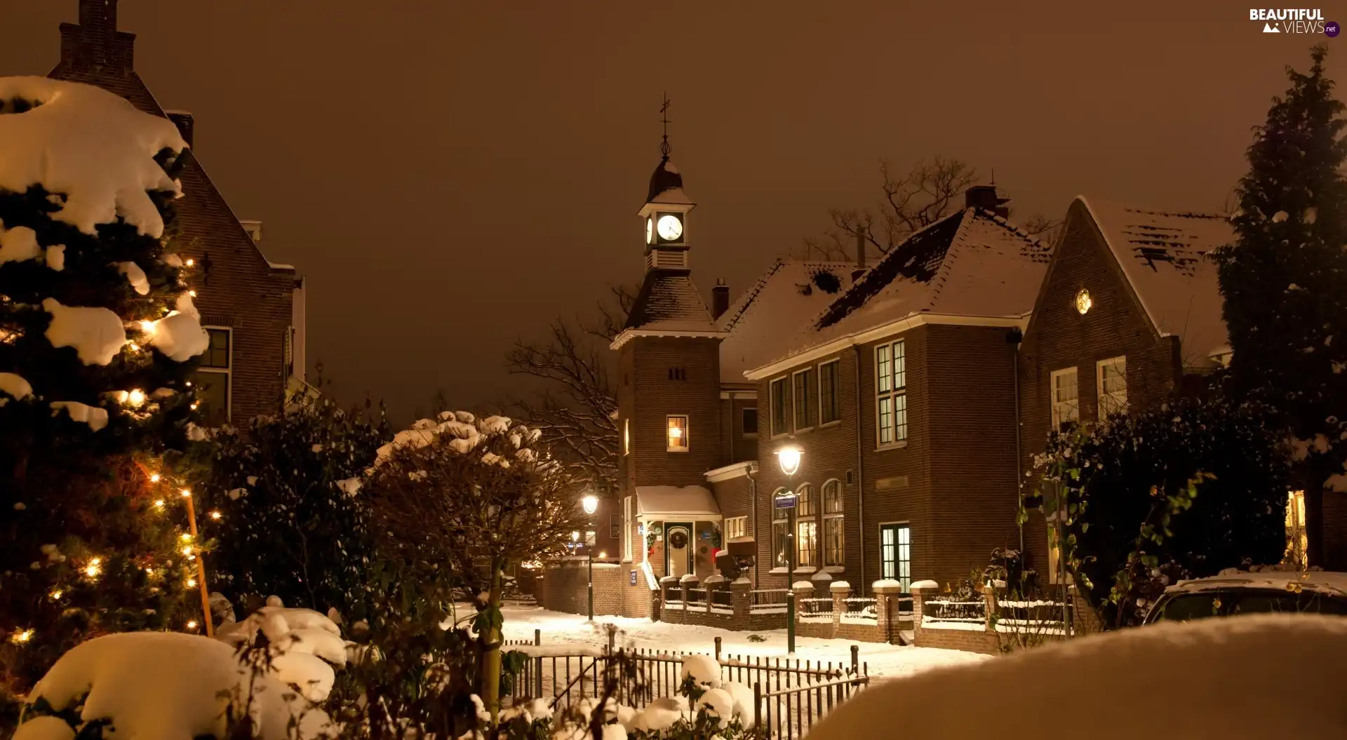 Lansink, winter, Netherlands, City at Night, Hengelo, Hotel hall