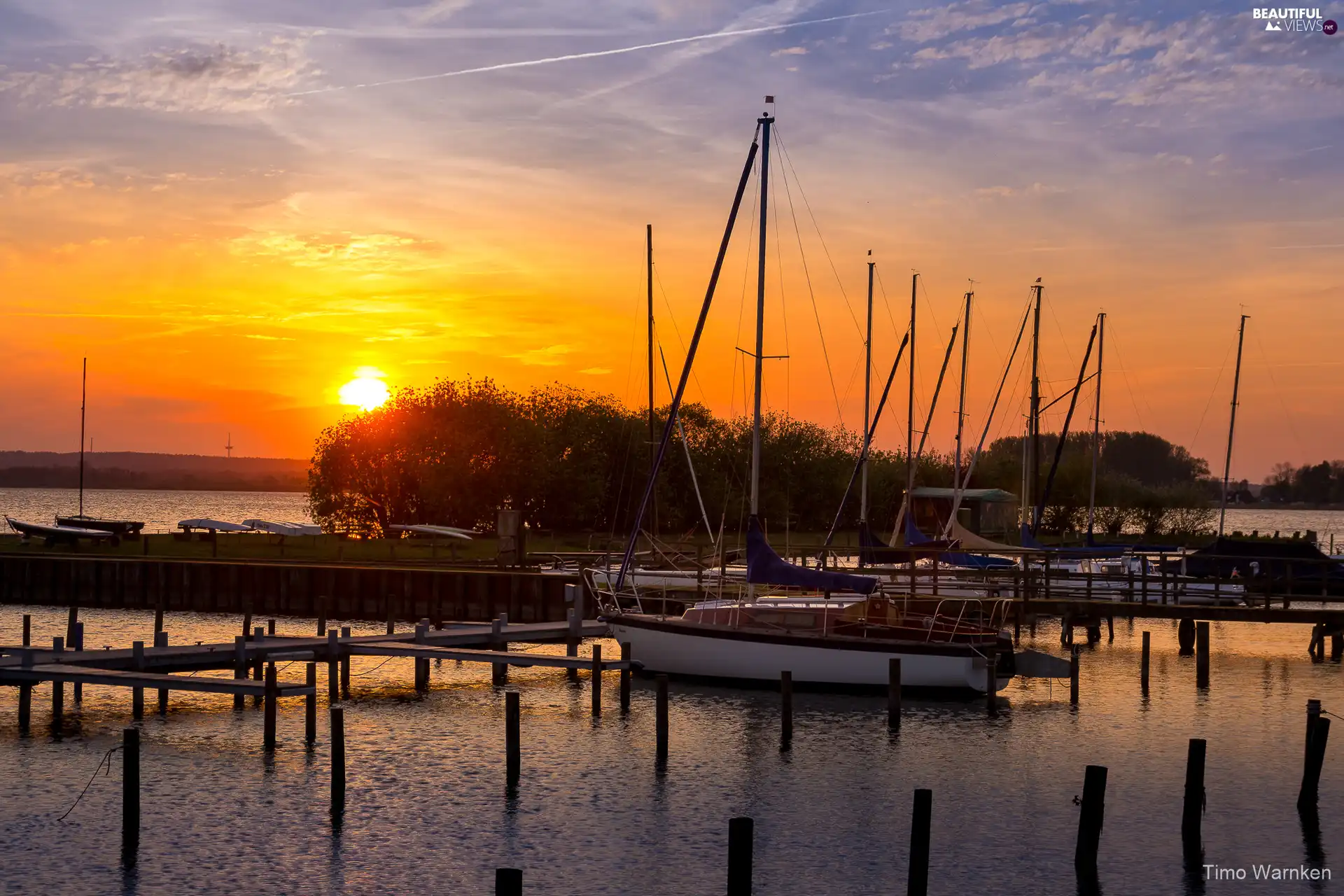 Platform, Great Sunsets, Harbour, Sailboats, lake