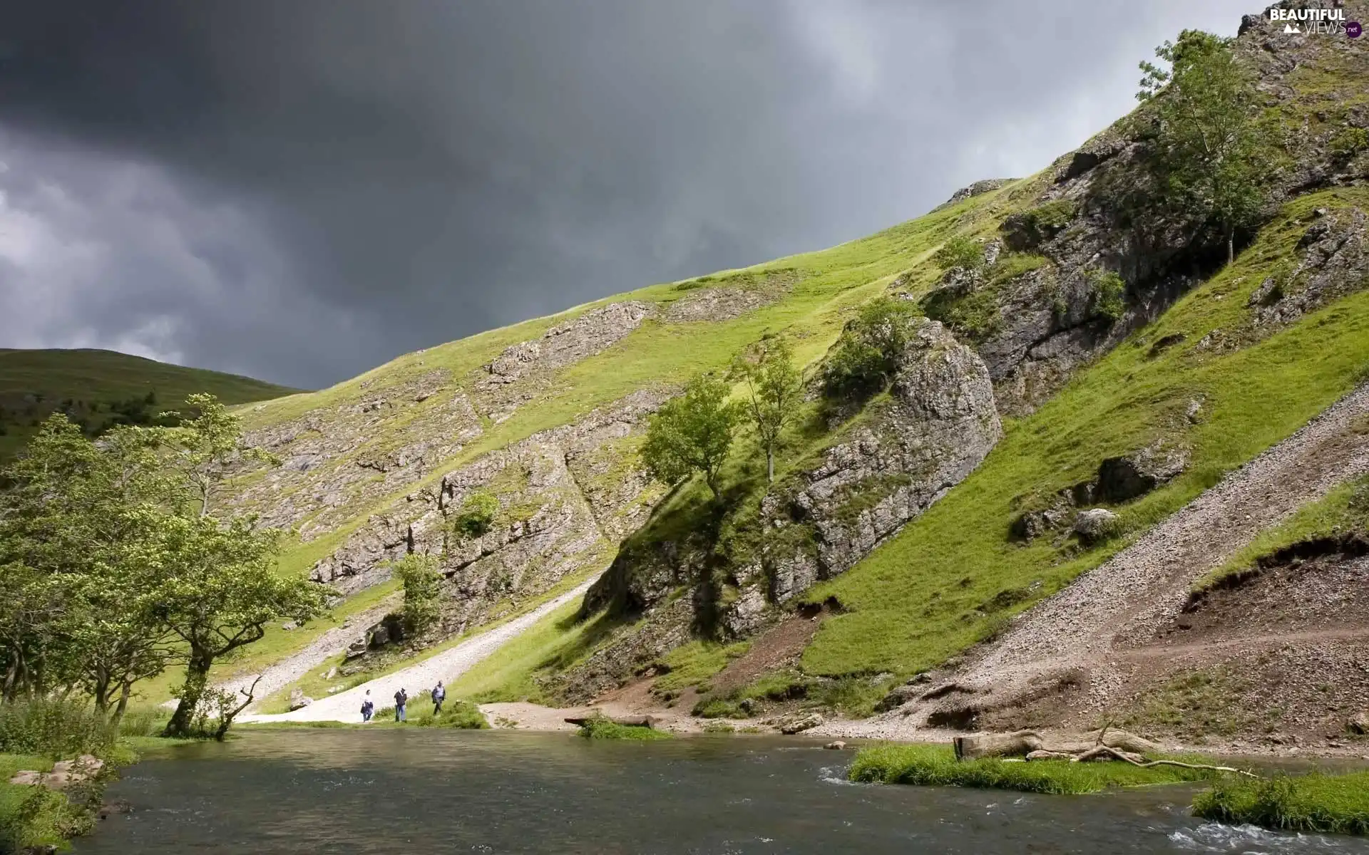 Hill, River, Rocky