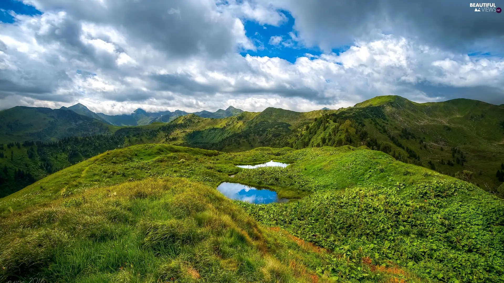 The Hills, clouds, Puddles, Mountains