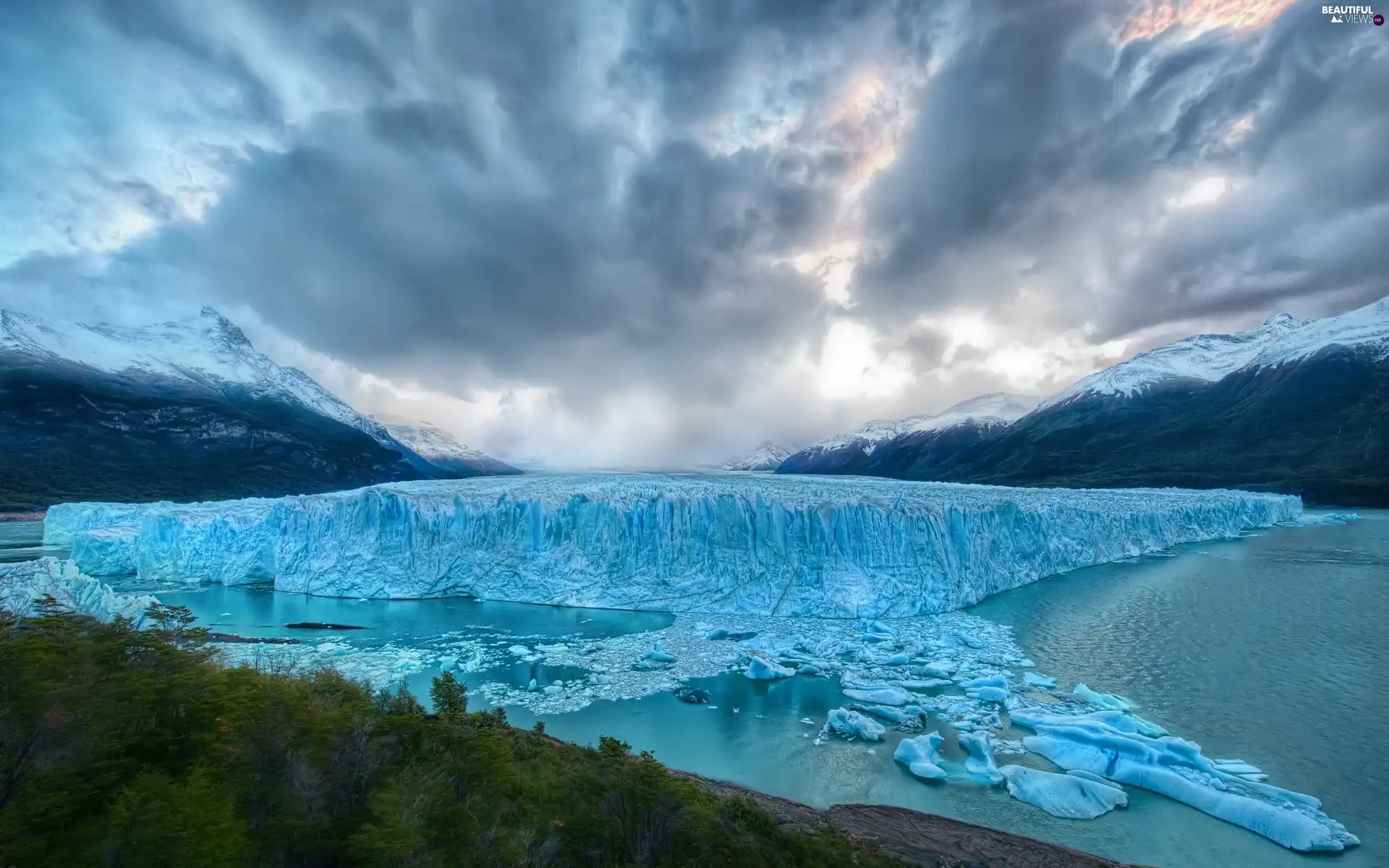 clouds, mountains, Ice, Mountains