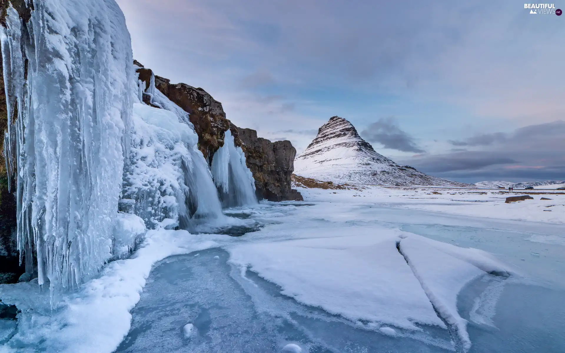 Icecream, Rocks, Kirkjufellsfoss Waterfall, icicle, winter, Kirkjufell Mountain, iceland