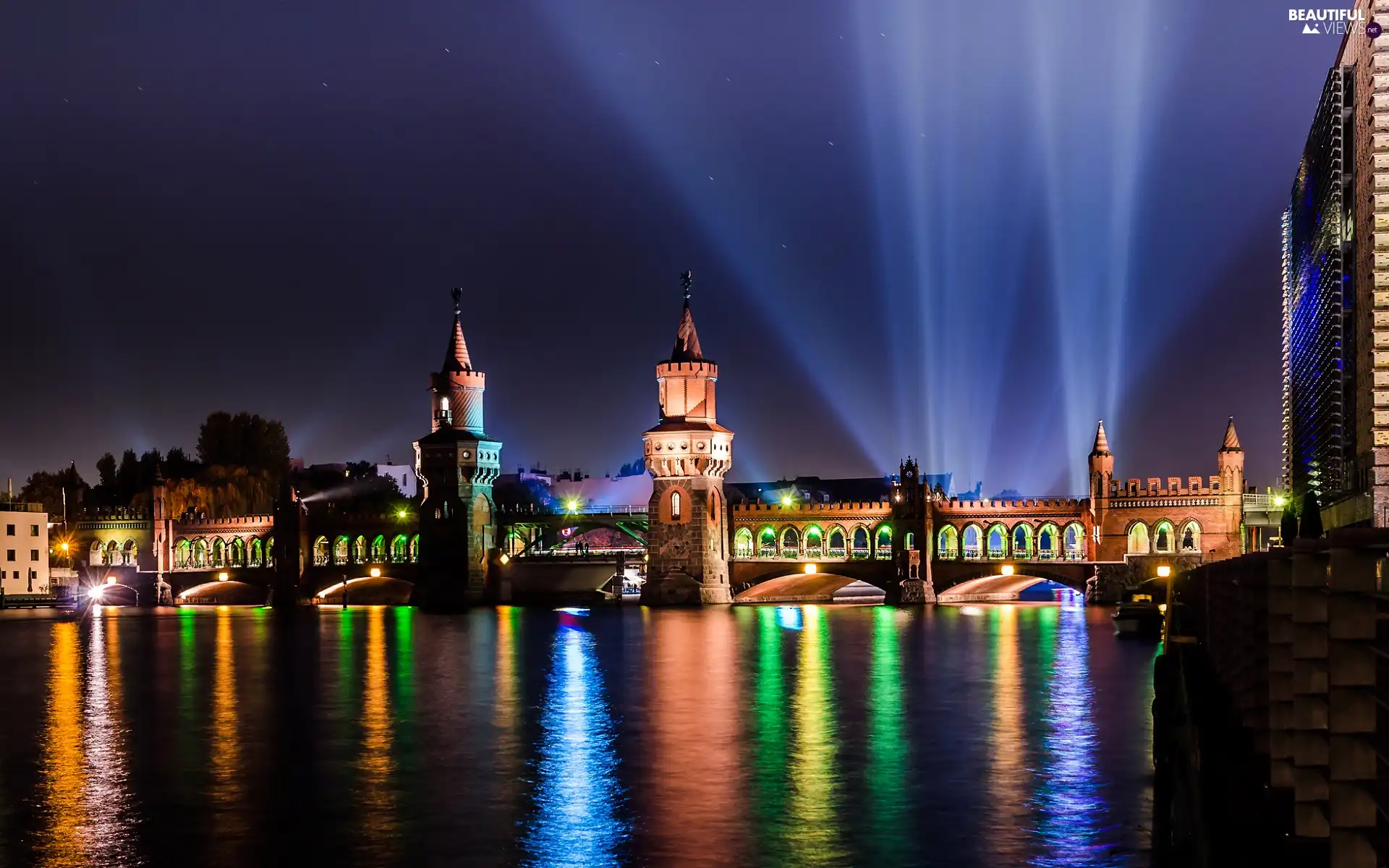 Town, water, Illuminations, by