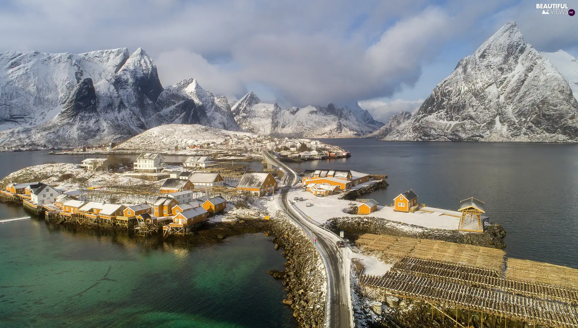 Sakrisøya Island, Norway, Houses, Norwegian Sea, Sakrisøya Village, Lofoten
