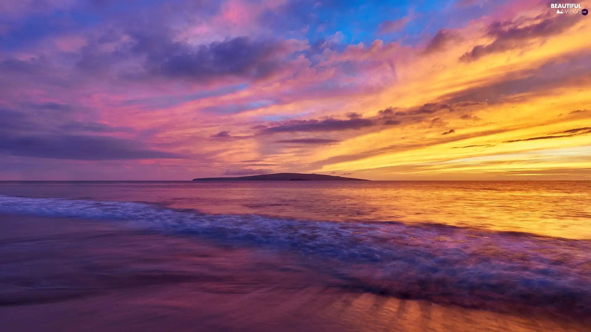 Pacific Ocean, Aloha State Hawaje, Great Sunsets, Kahoolawe Island, The United States, sea, clouds
