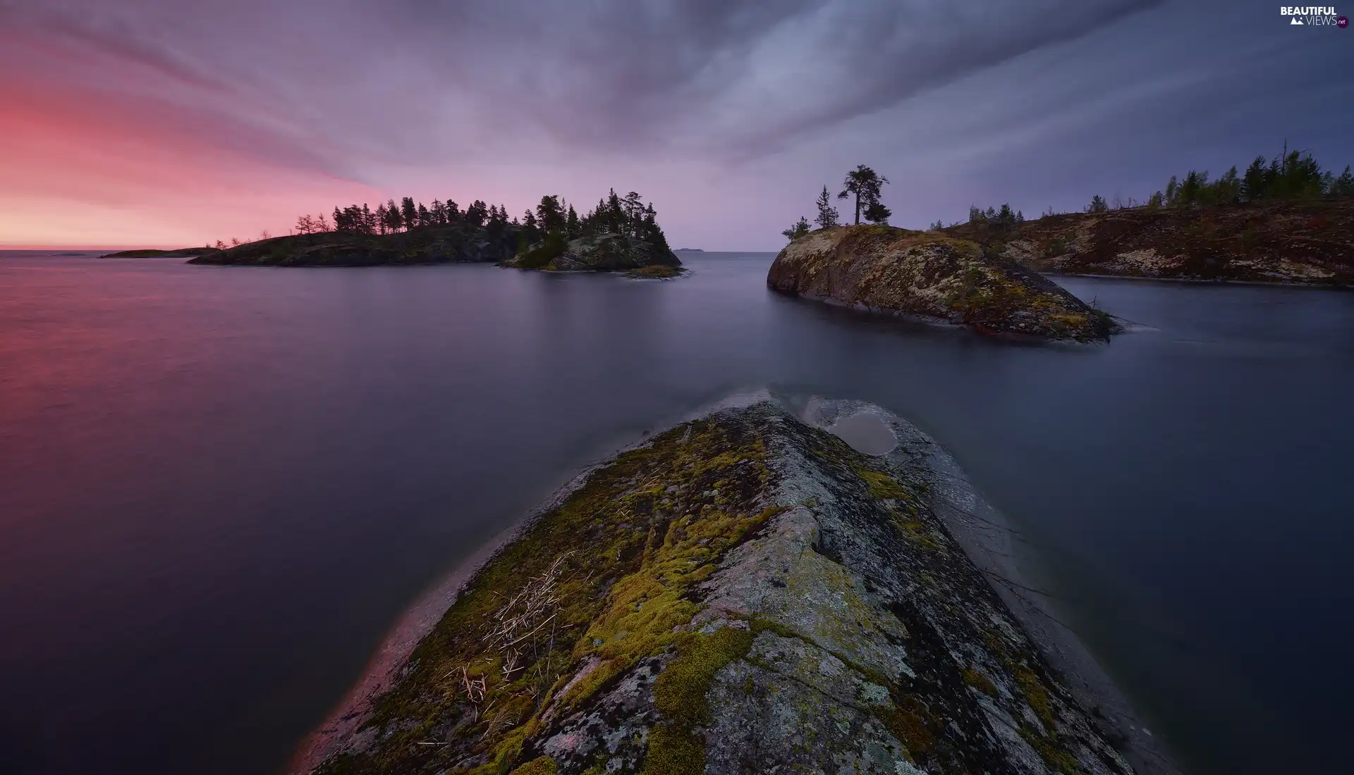 trees, Lake Ladoga, Karelia, Russia, viewes, Islets