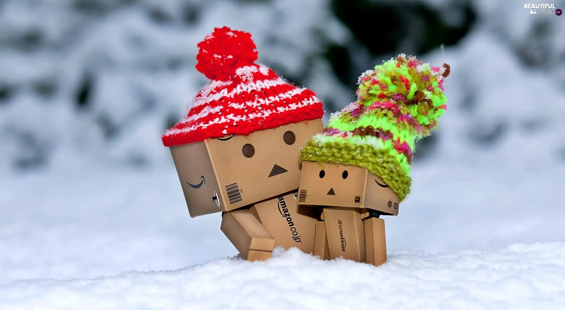 knitted, caps, snow, Danbo, winter